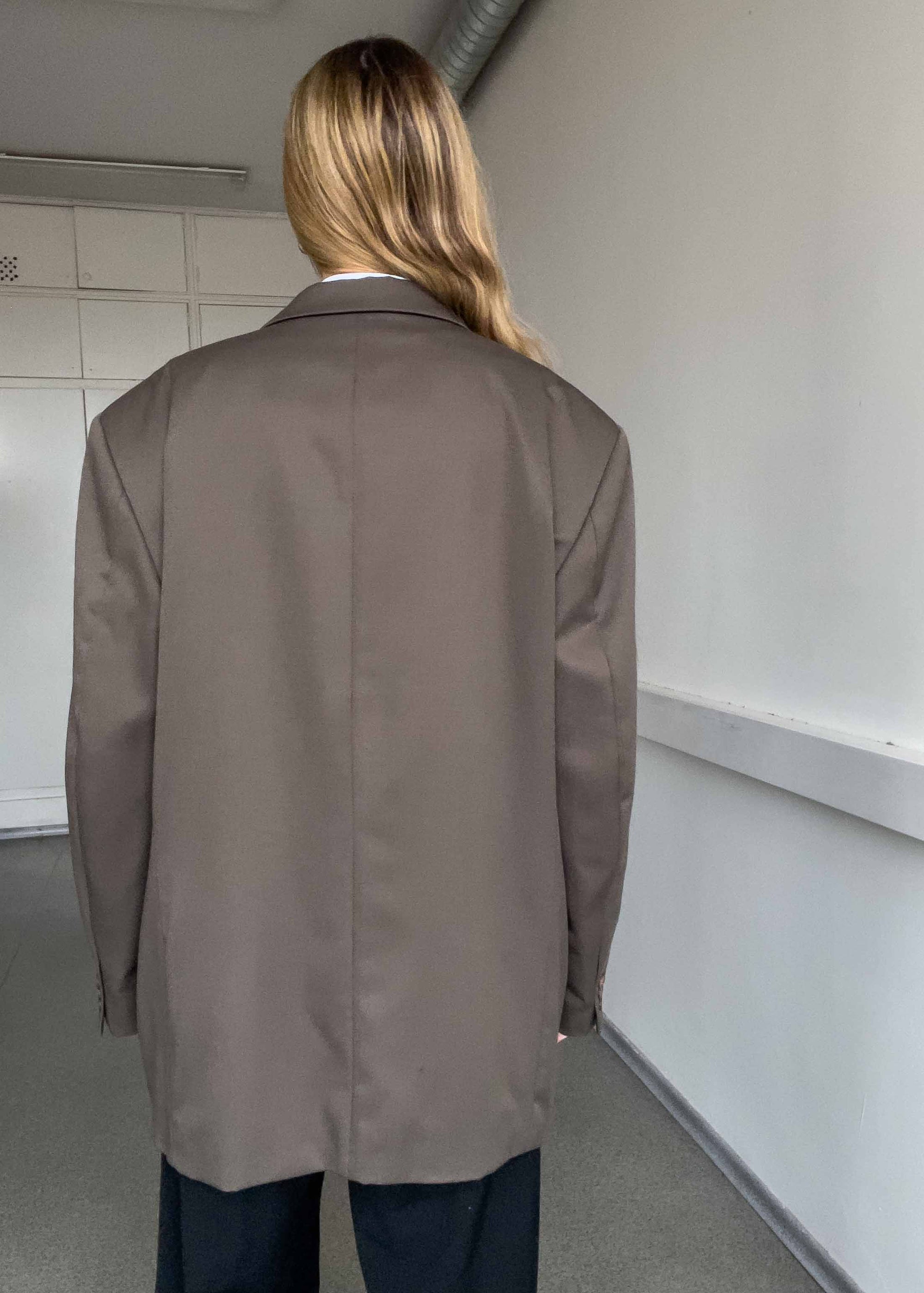 Vintage Khaki Brown Oversized Blazer