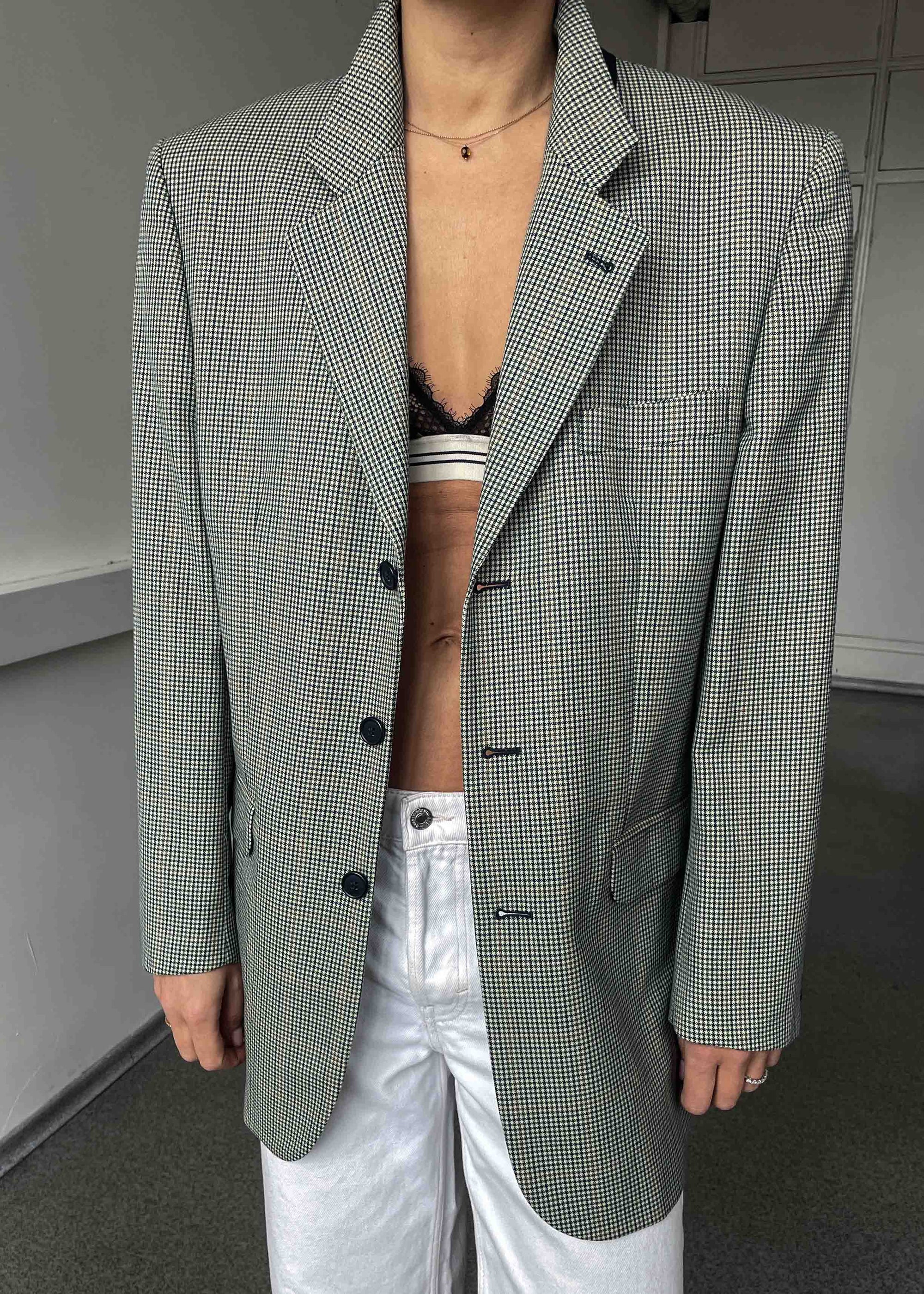 Vintage Multicoloured Checked Oversized Blazer