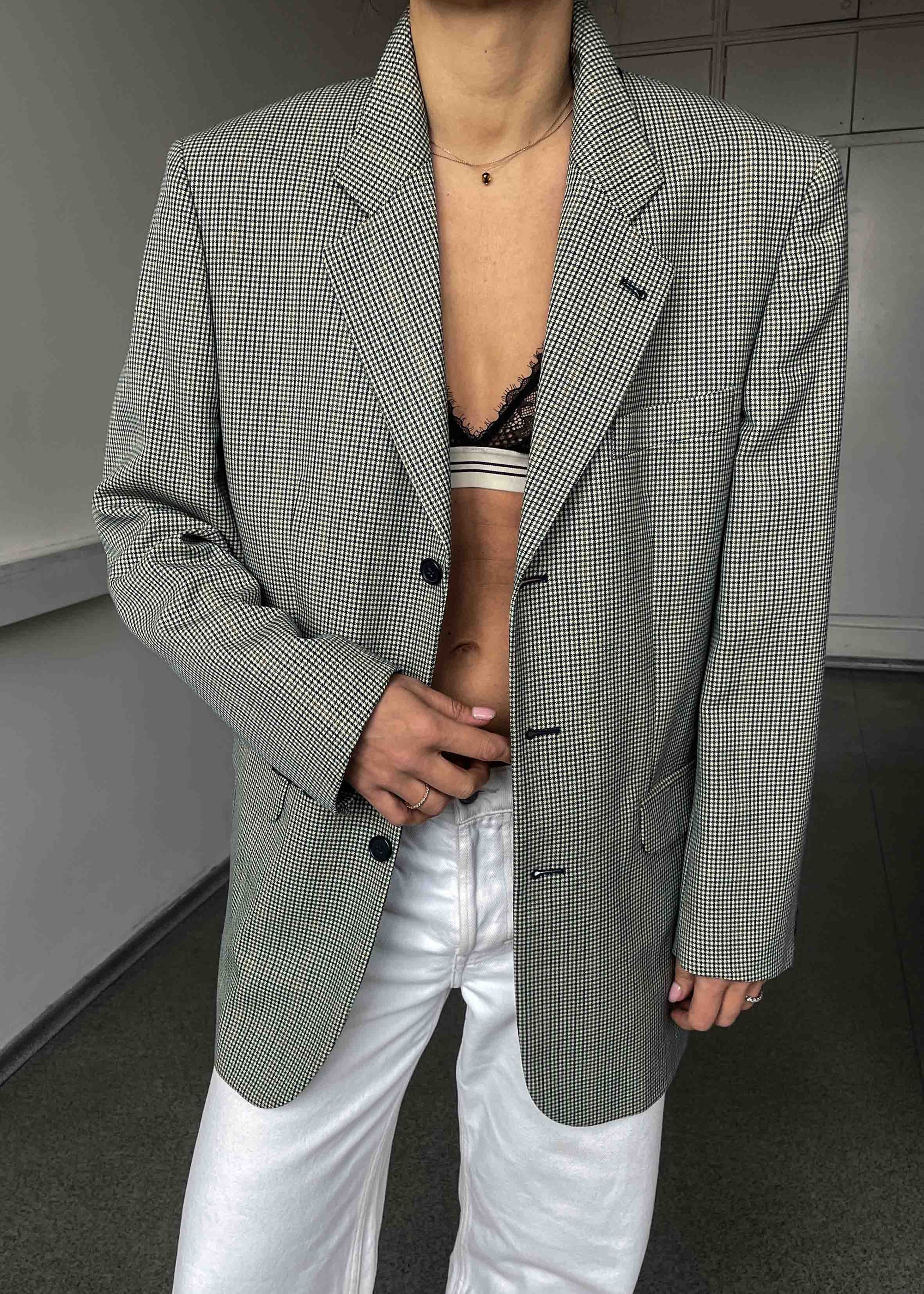 Vintage Multicoloured Checked Oversized Blazer