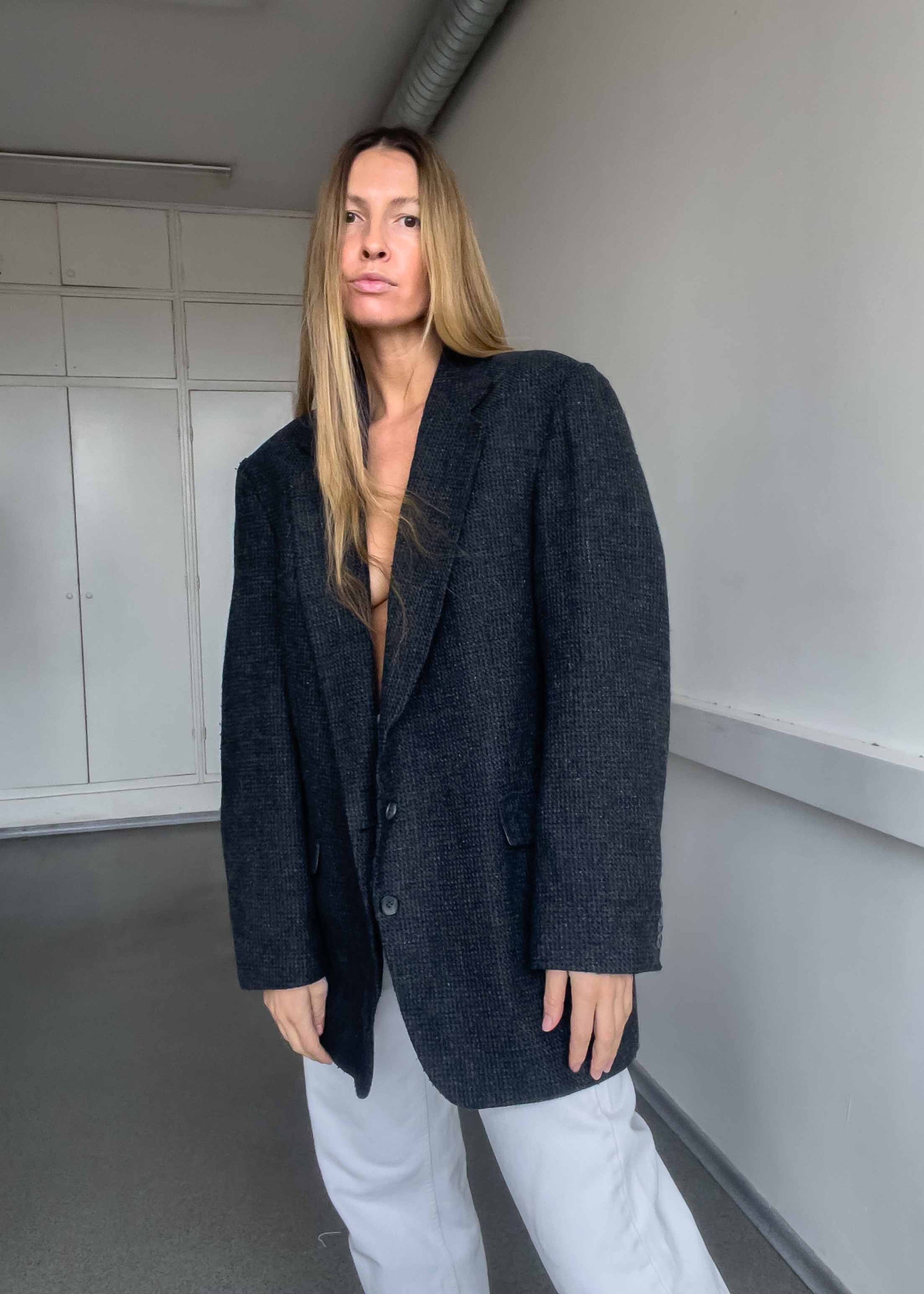Vintage Grey Oversized Blazer