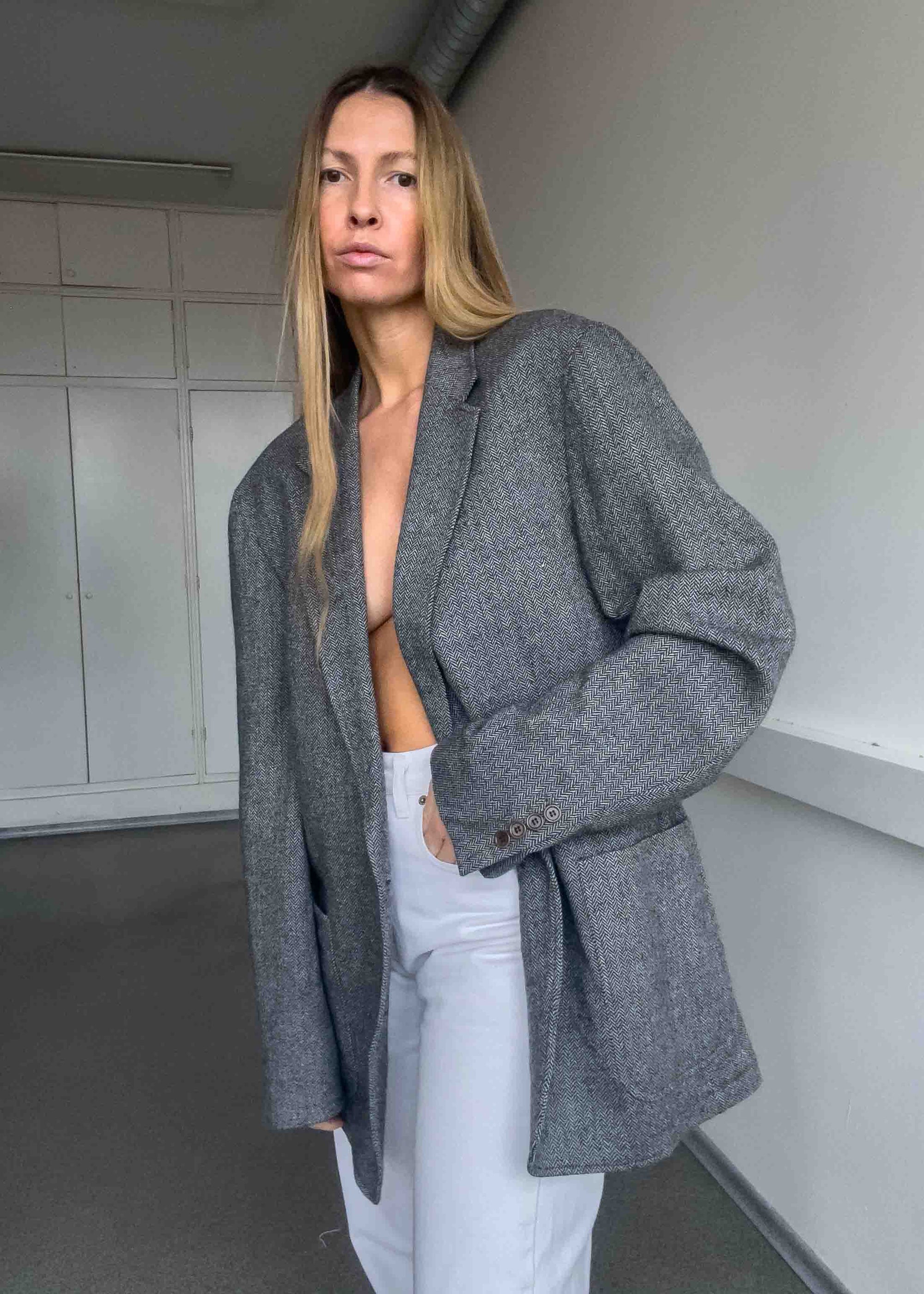 Vintage Grey Oversized Blazer