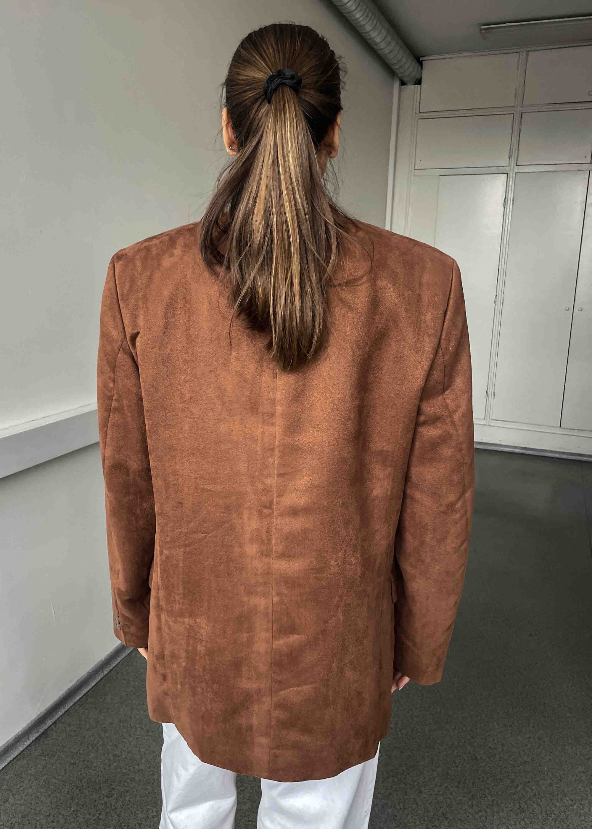 Vintage  Terracotta Brown Faux Suede Oversized Blazer