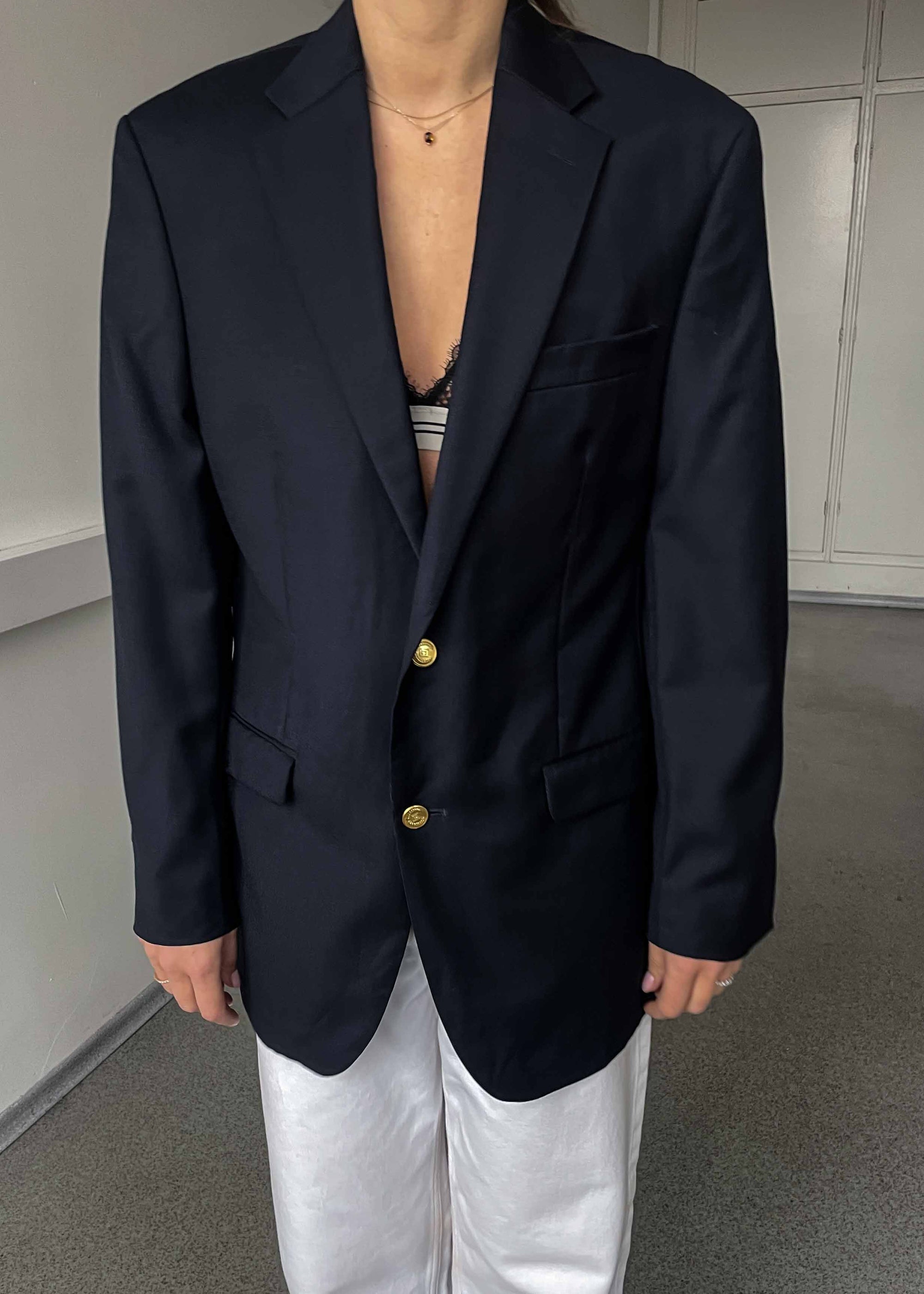 Vintage Navy Blue 100 % WOOL Blazer Chaps by RALPH LAUREN