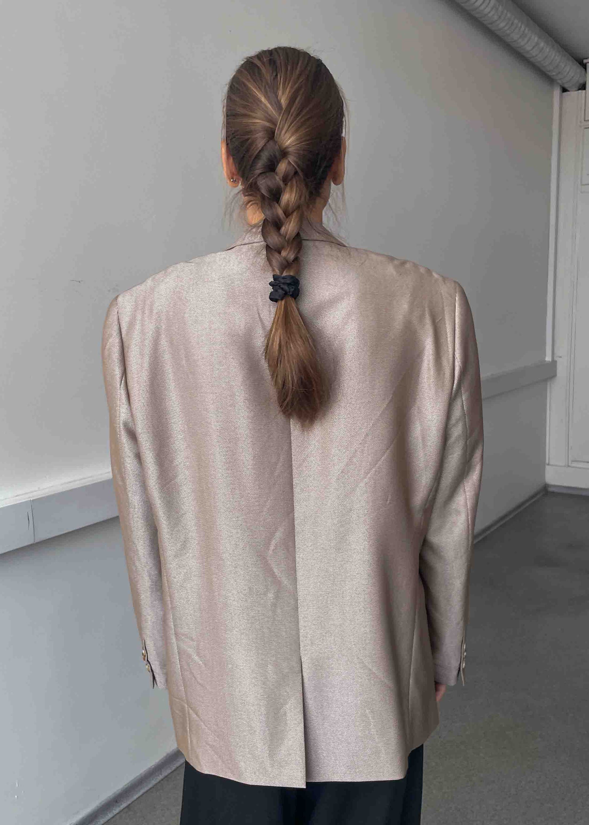 Vintage Beige Shiny Finnish Oversized Blazer