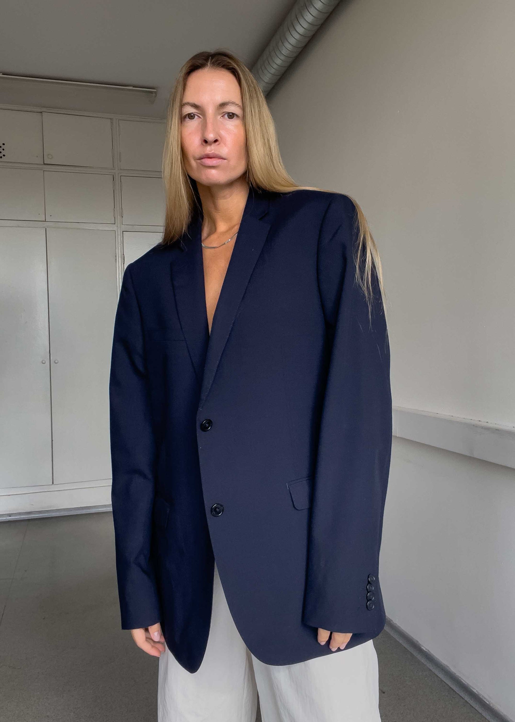 Vintage Navy Blue Oversized Blazer