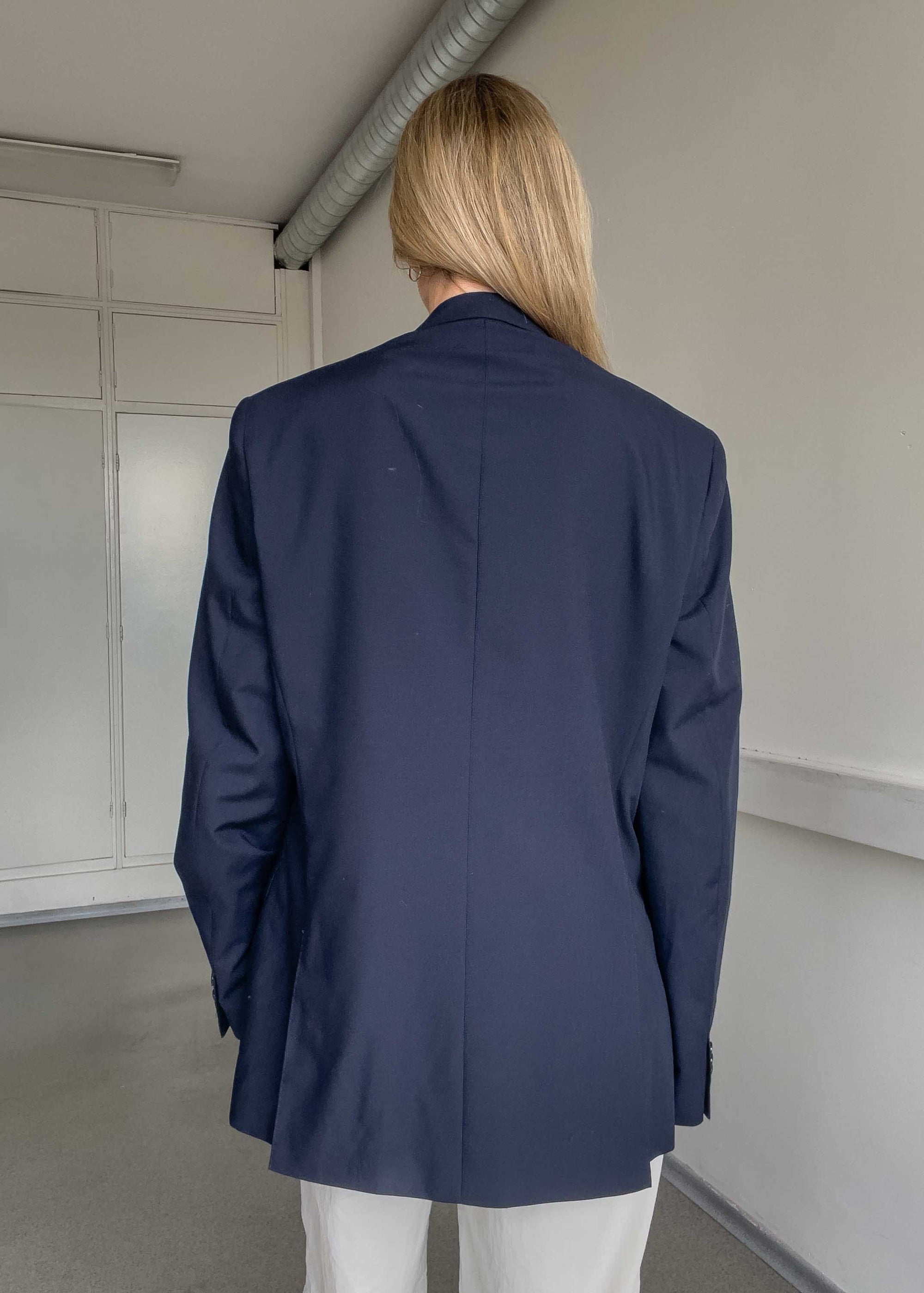 Vintage Navy Blue Oversized Blazer
