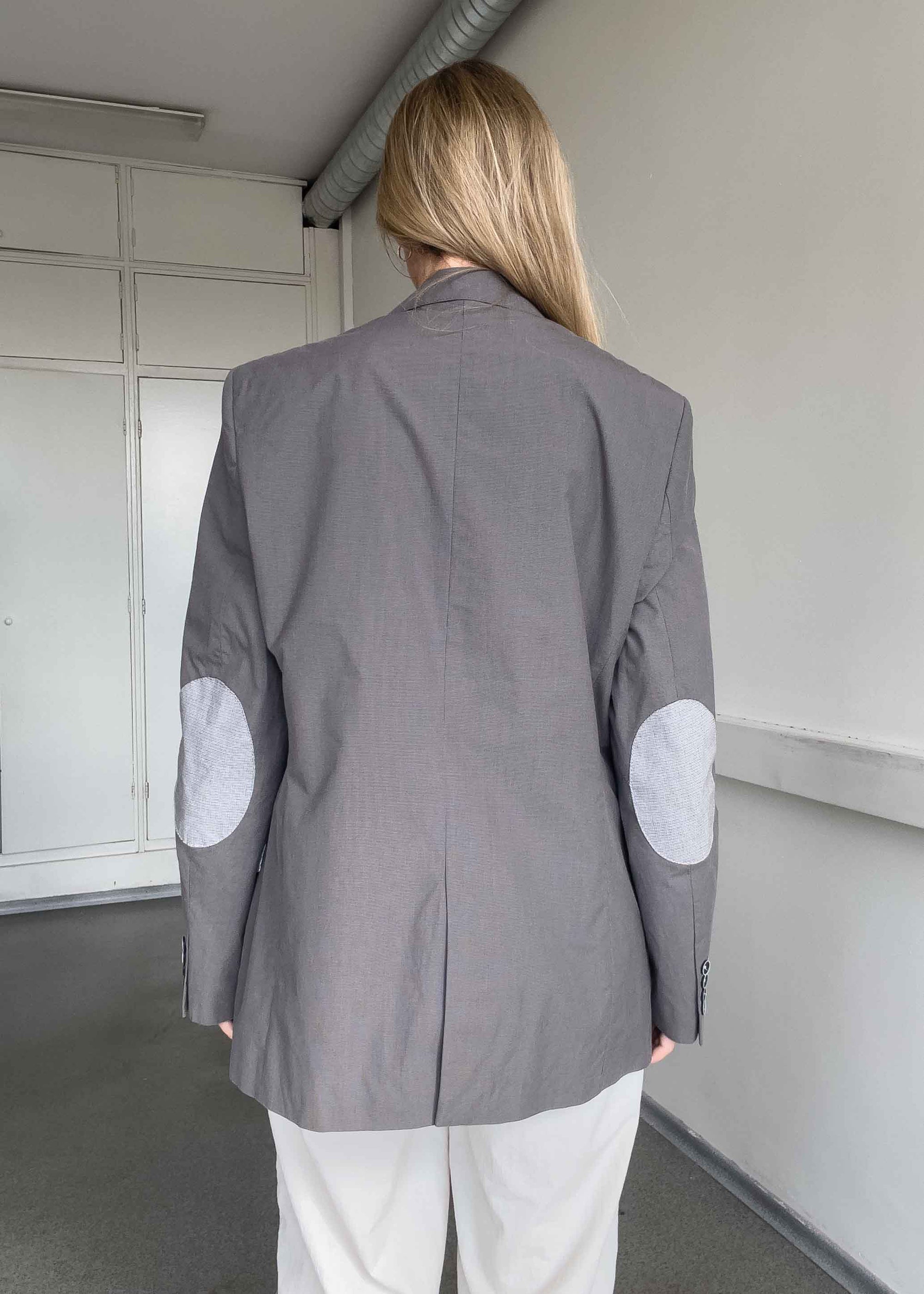 Vintage Light Grey Oversized Cotton Blazer