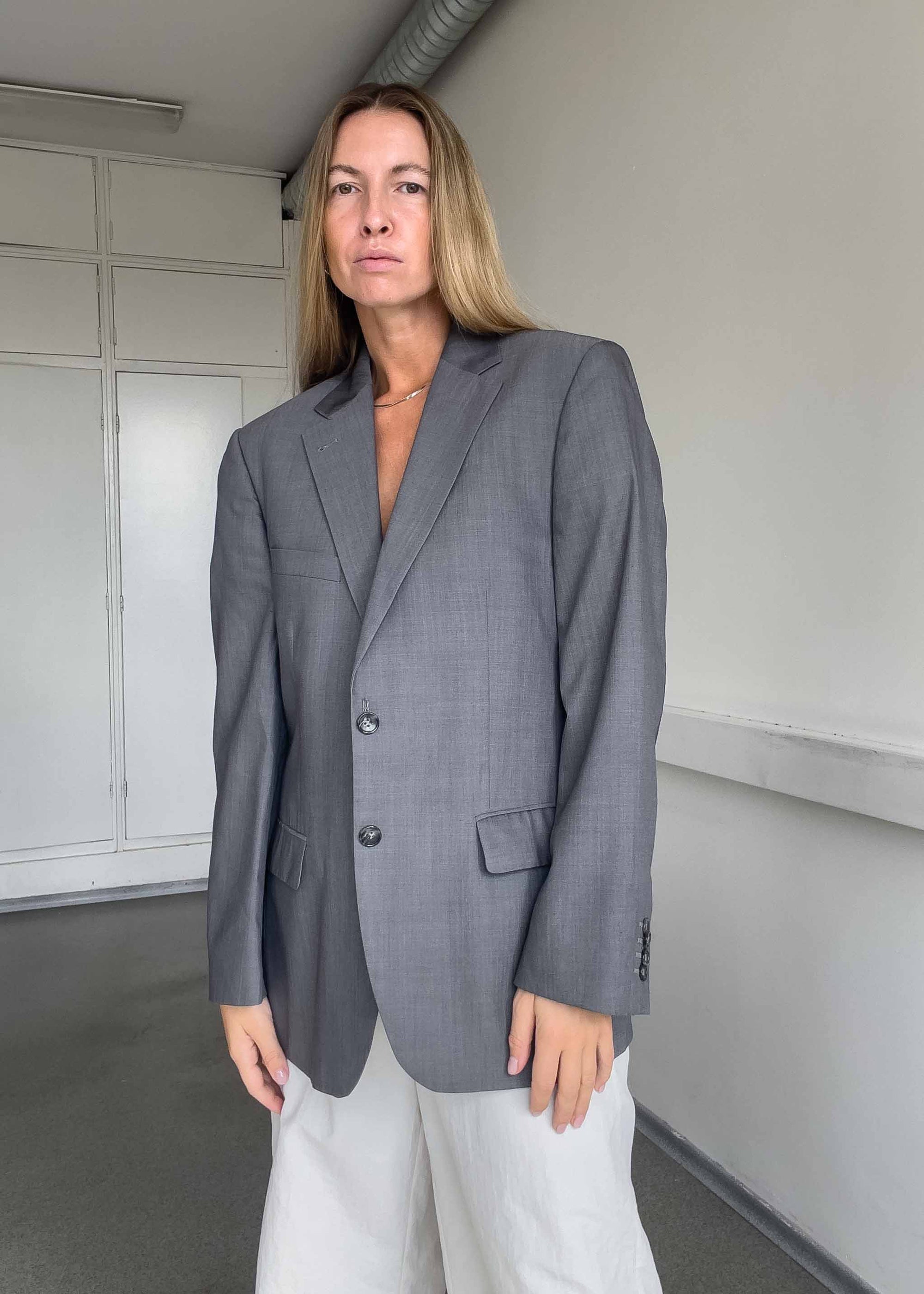 Vintage Light Grey Oversized Blazer