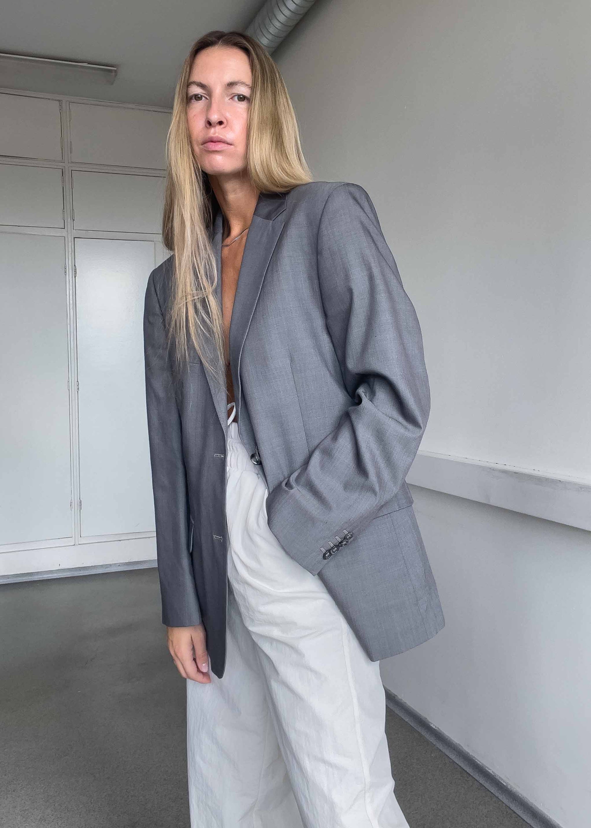 Vintage Light Grey Oversized Blazer