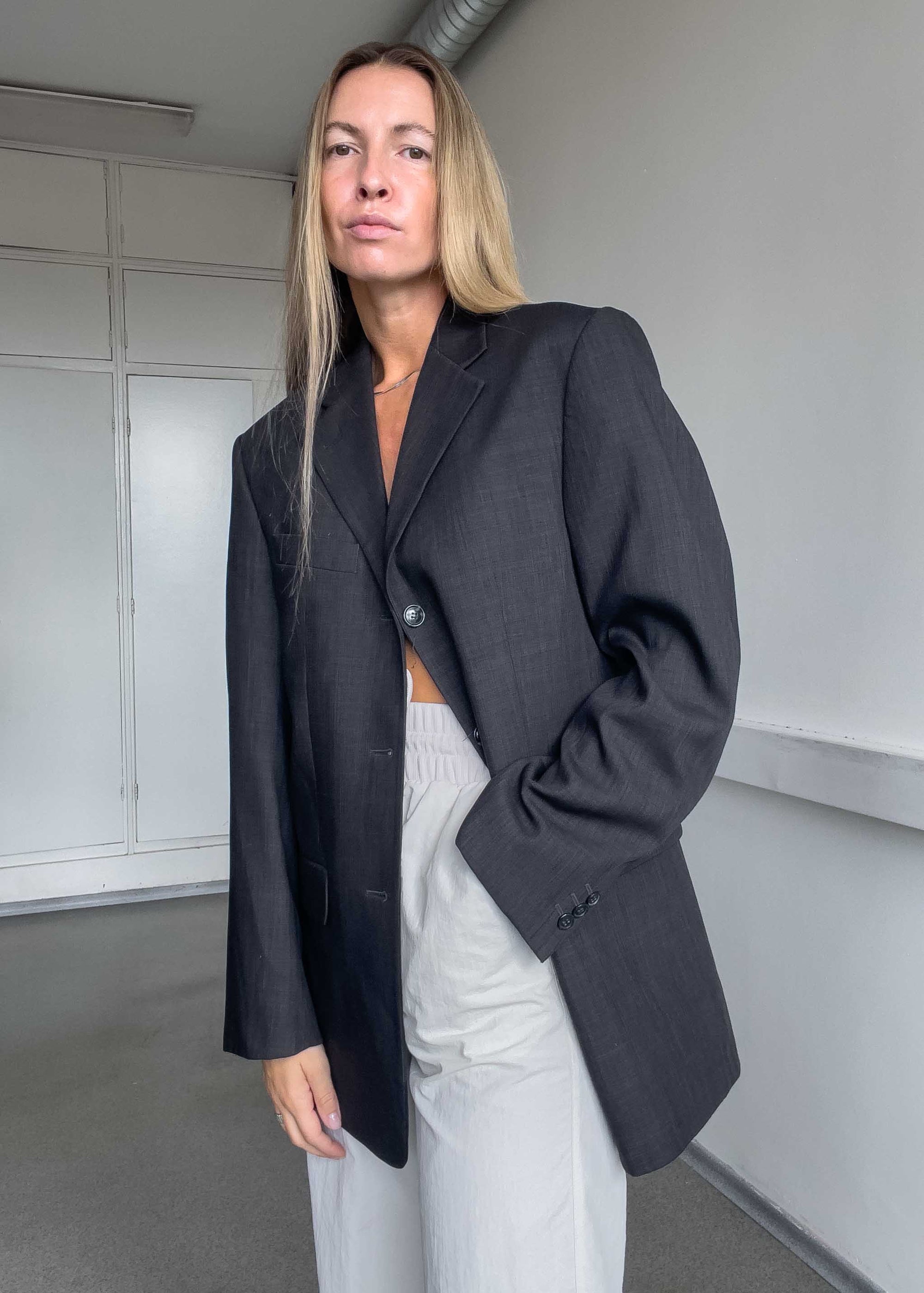 Vintage Grey Oversized Blazer