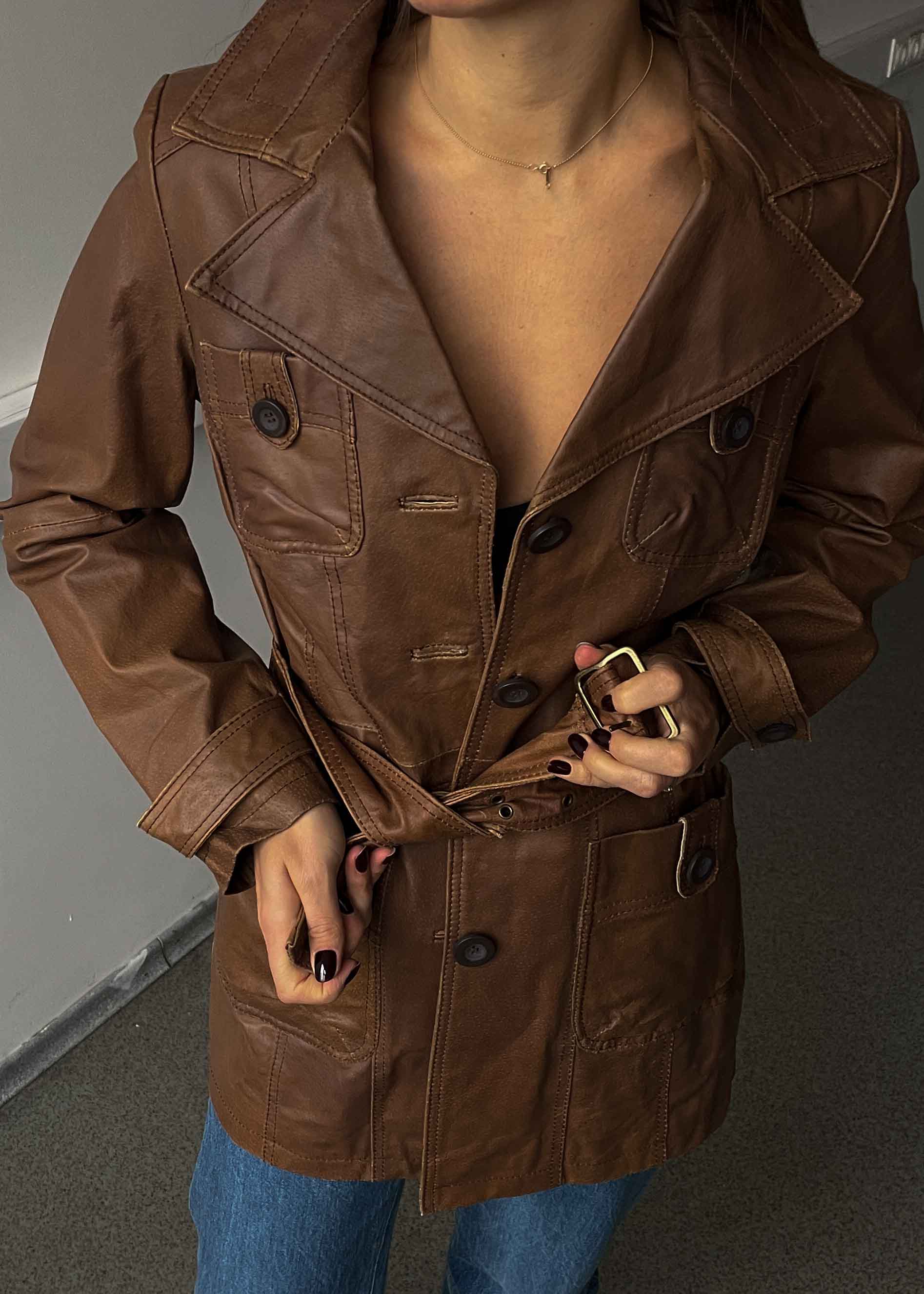 Vintage Brown Oversized Leather Jacket