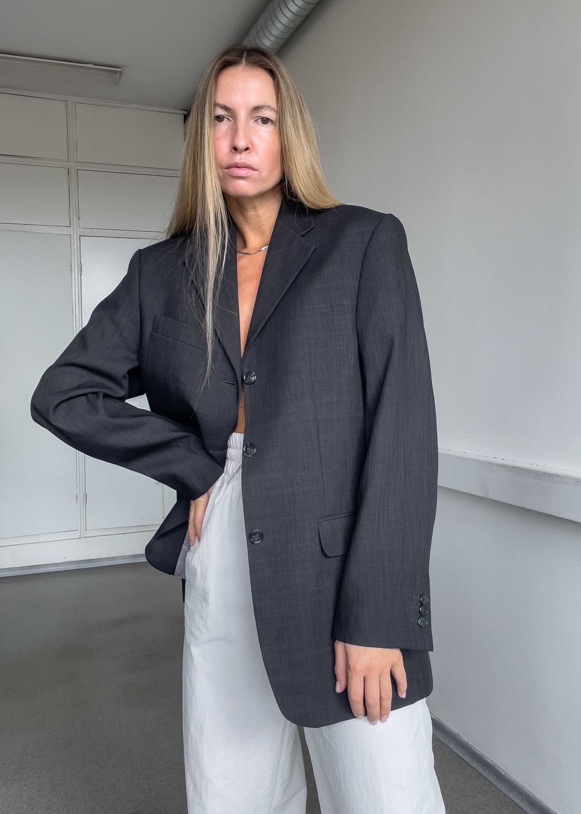 Vintage Grey Oversized Blazer