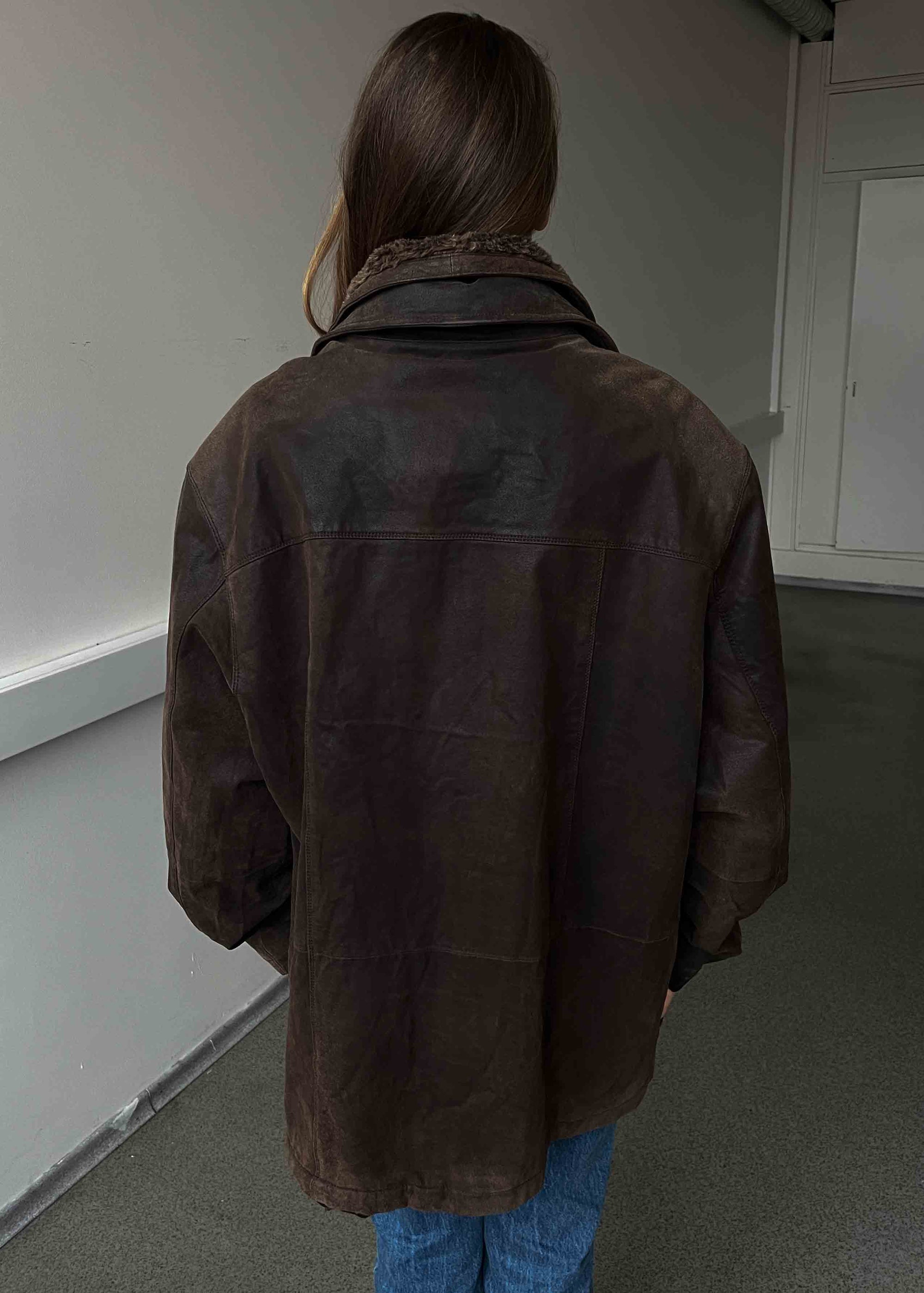 Vintage Brown Oversized Suede Jacket