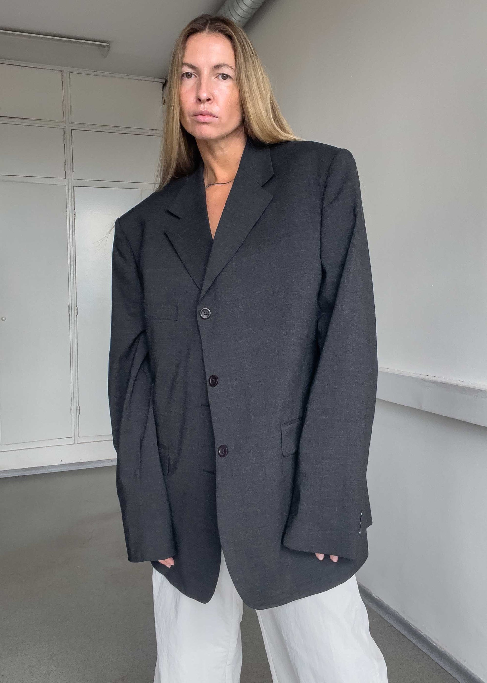 Vintage Grey Oversized Blazer