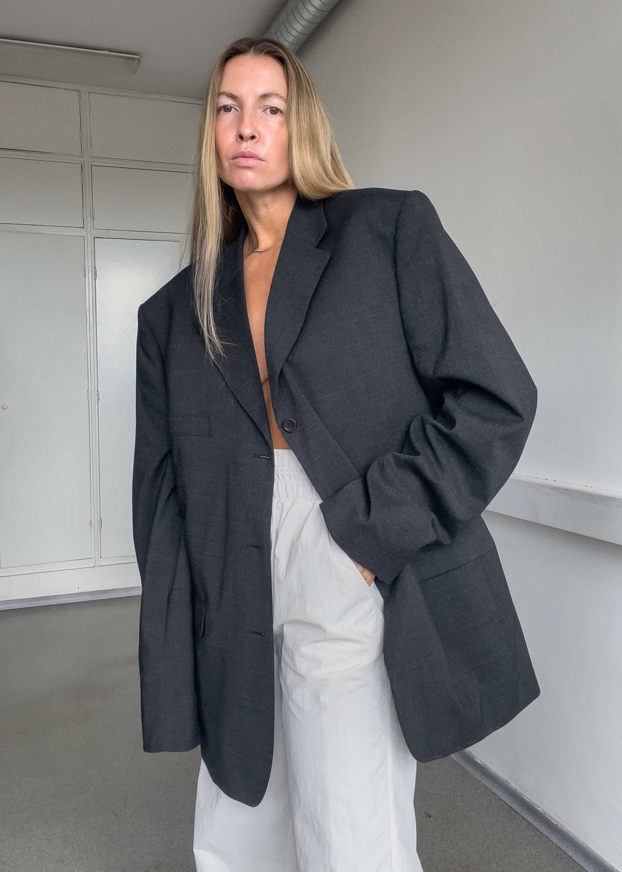 Vintage Grey Oversized Blazer
