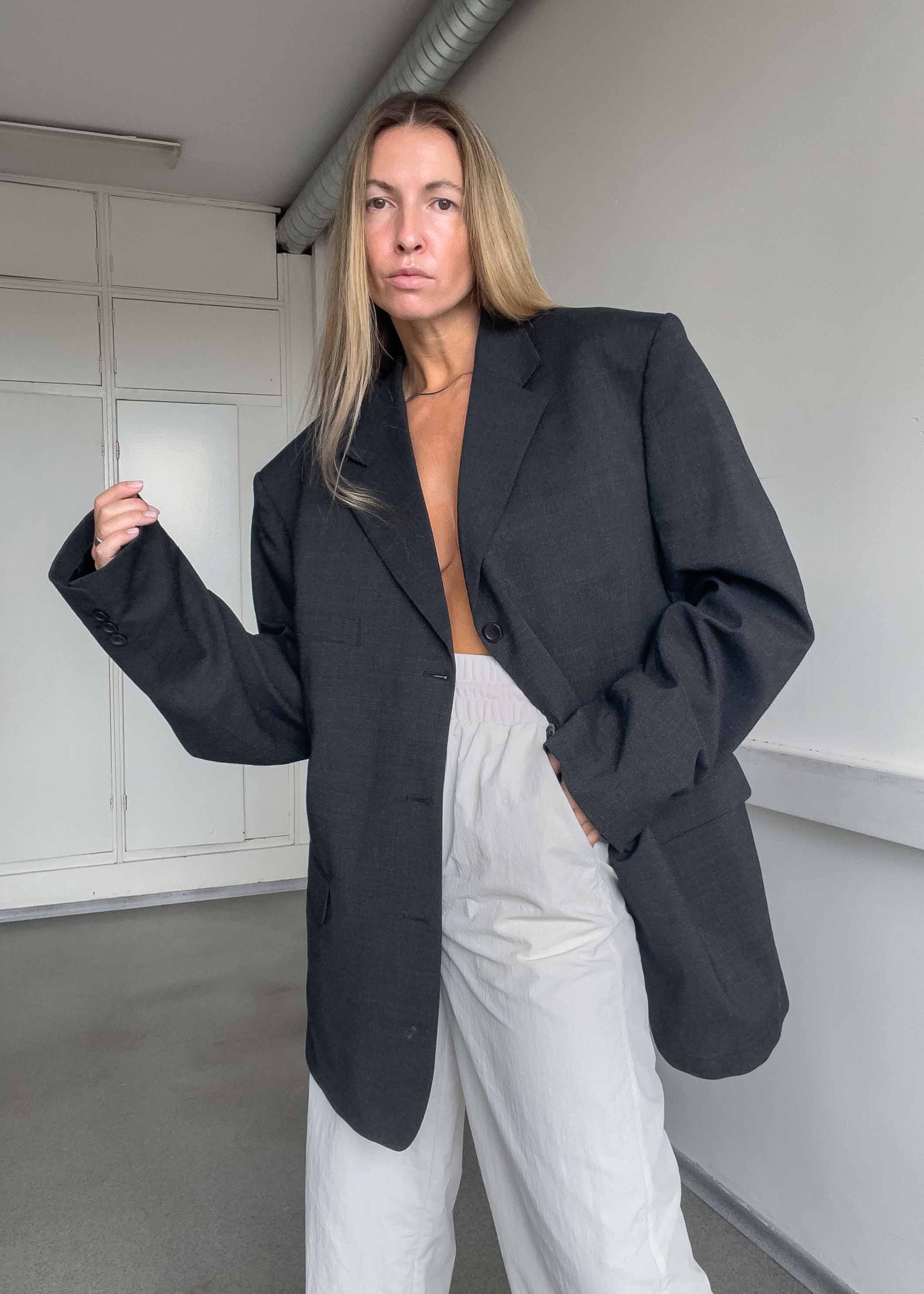 Vintage Grey Oversized Blazer