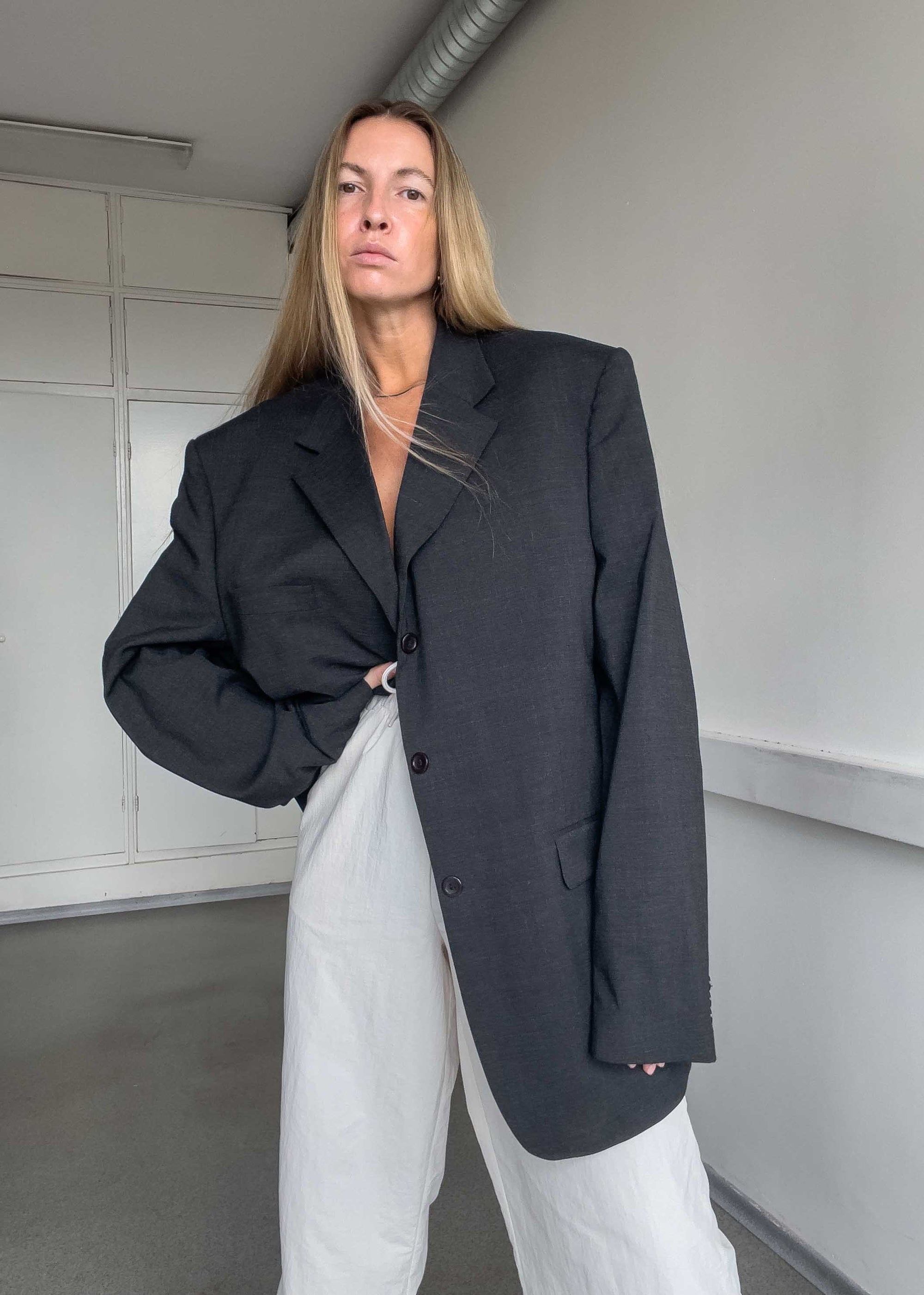 Vintage Grey Oversized Blazer