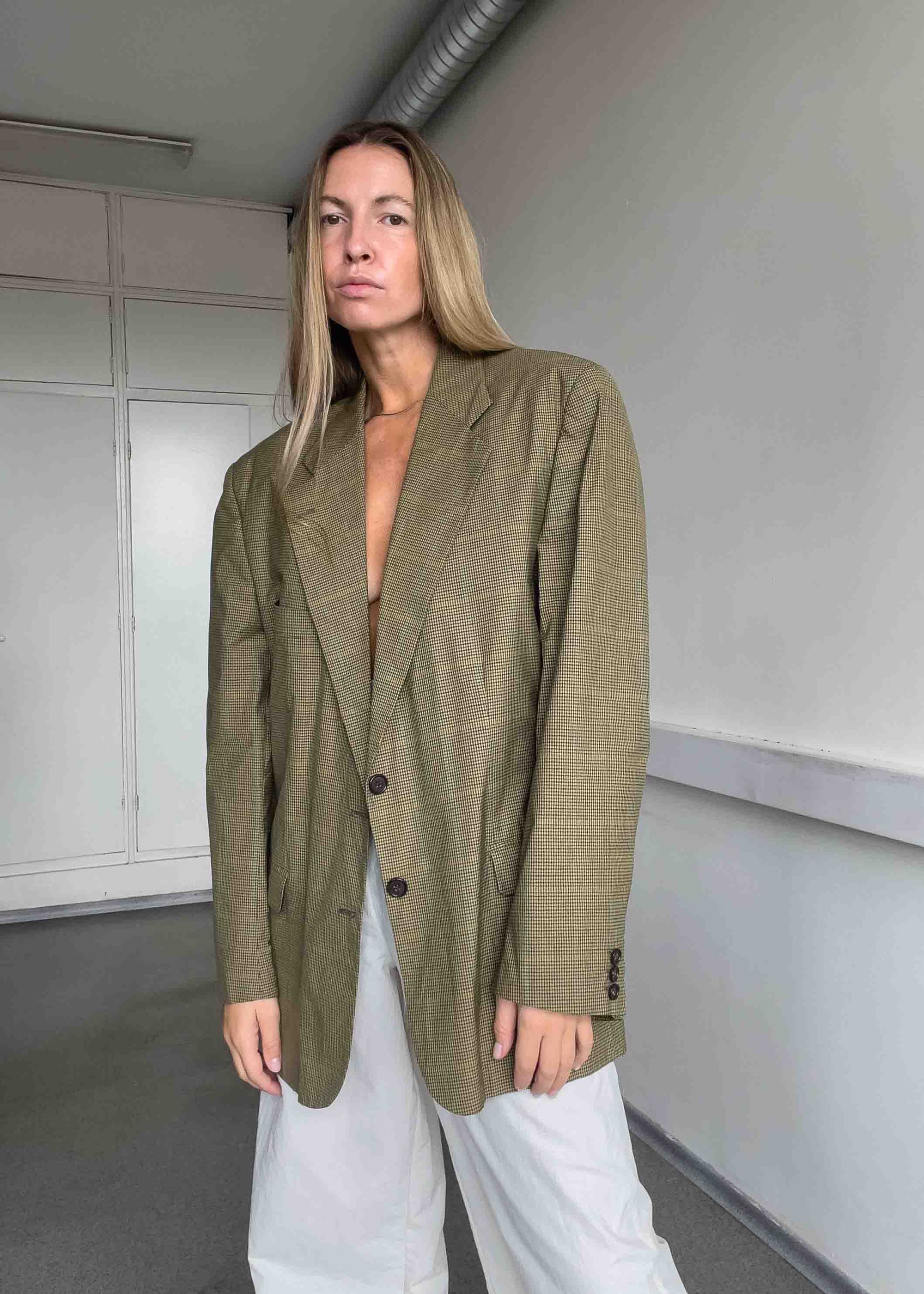 Vintage Checked Oversized Light Weight Blazer