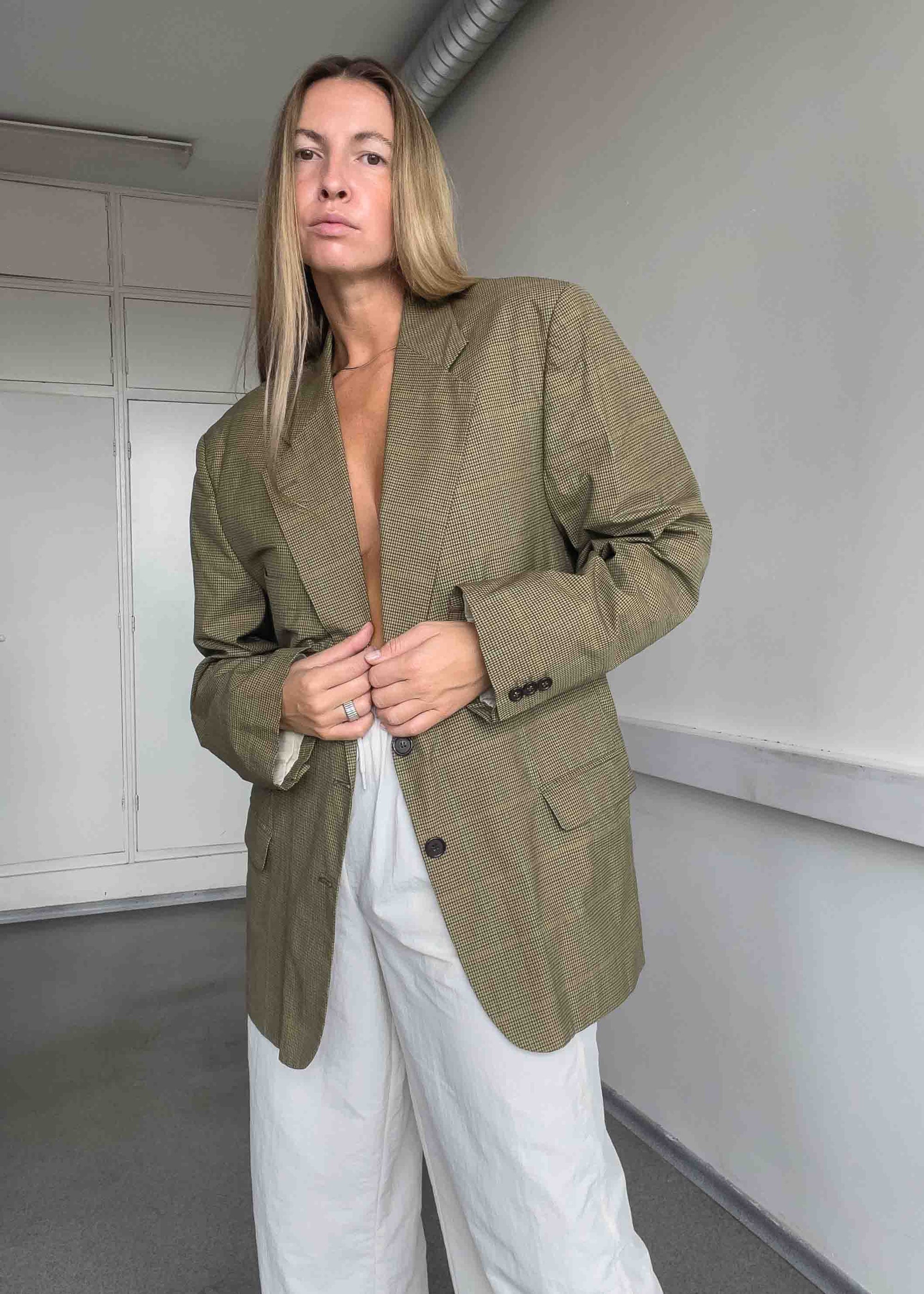Vintage Checked Oversized Light Weight Blazer