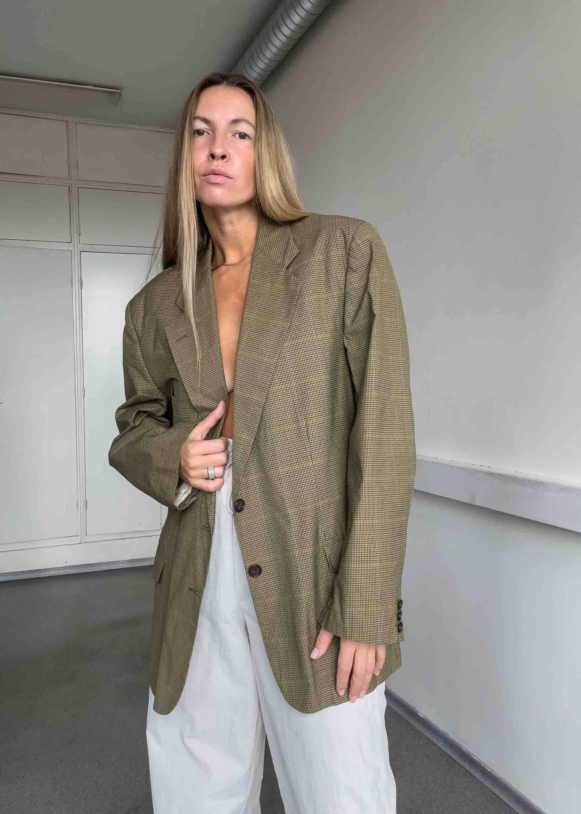 Vintage Checked Oversized Light Weight Blazer