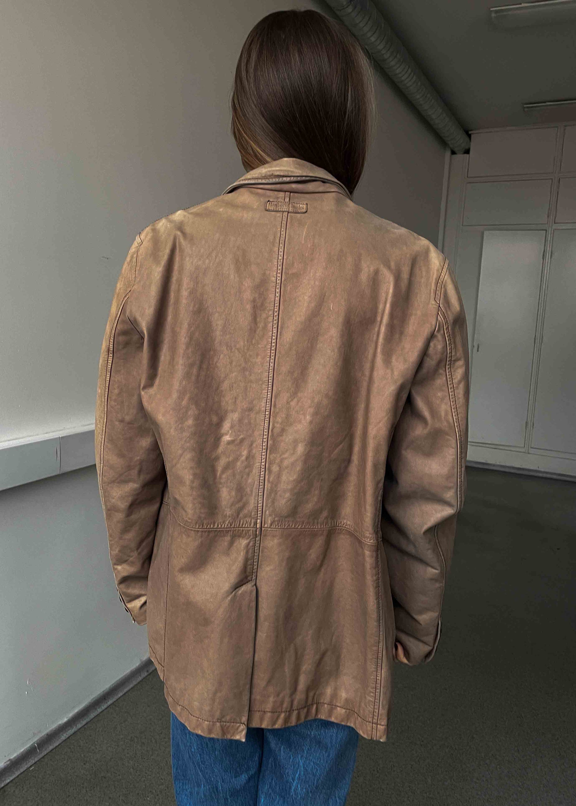 Vintage Brown Oversized Leather Jacket