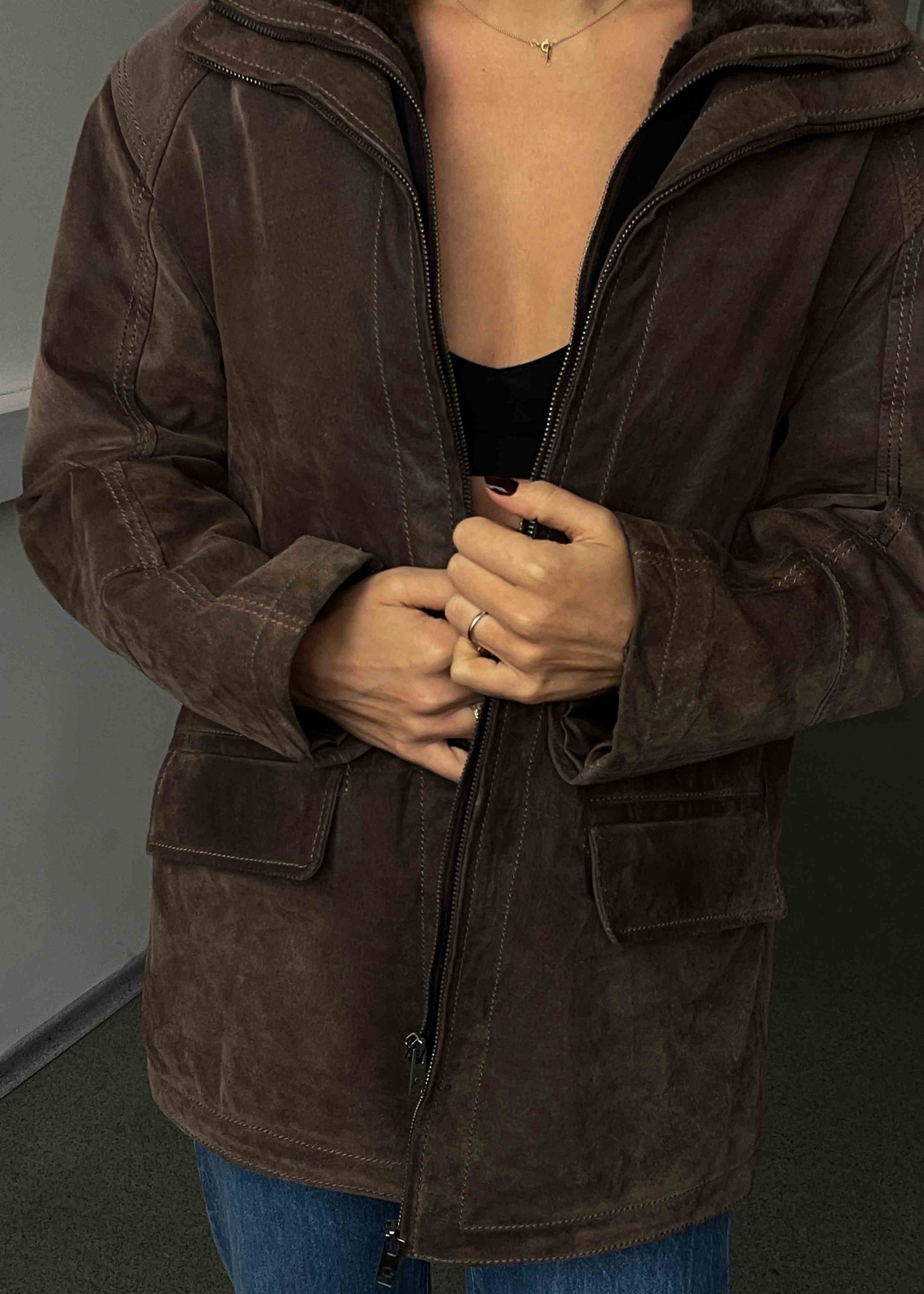 Vintage Brown Oversized Suede Coat
