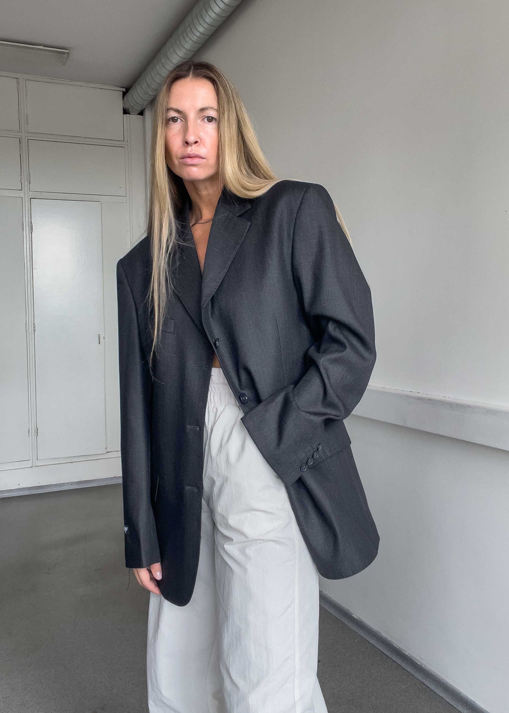 Vintage Grey Oversized Blazer