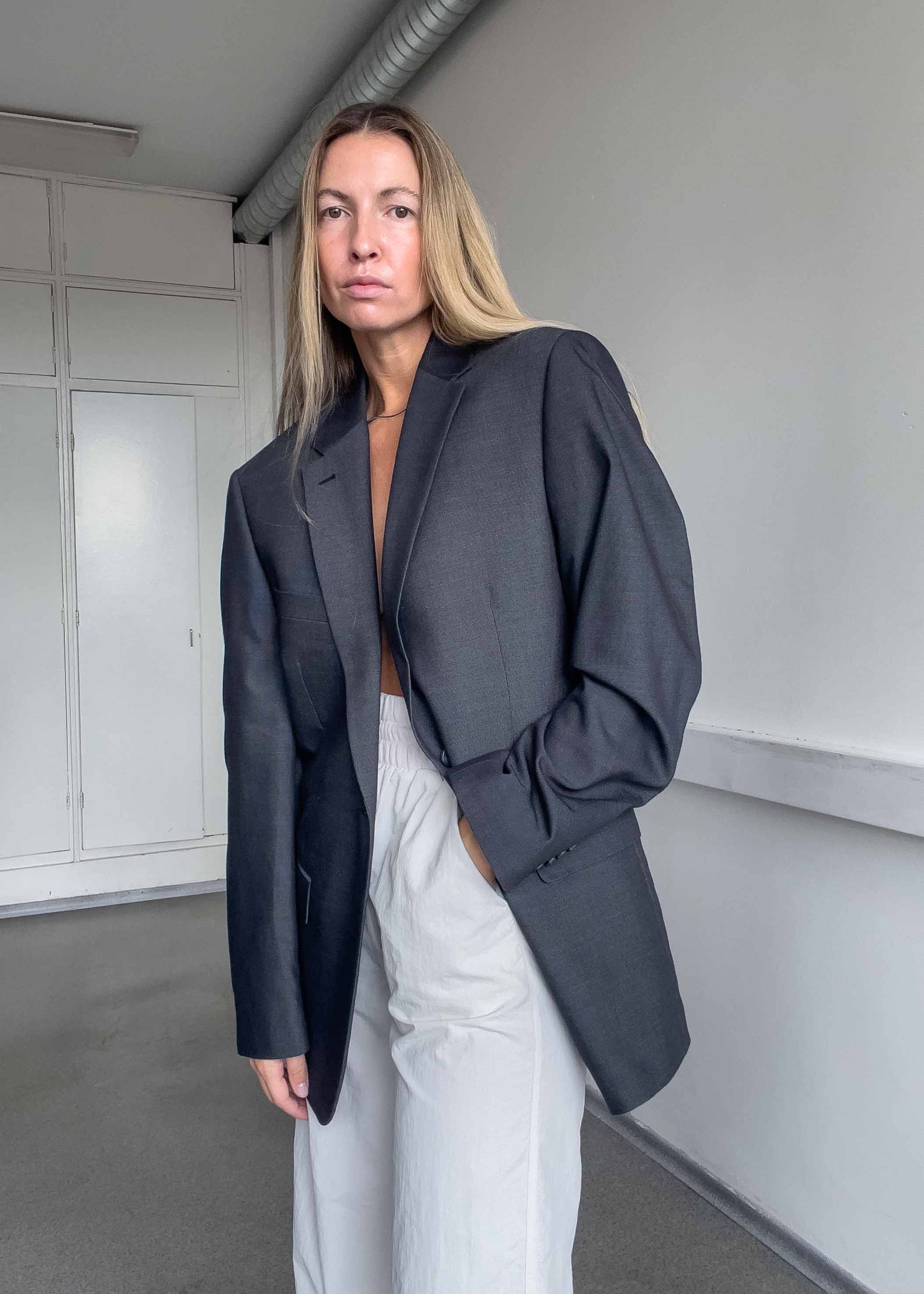Vintage Grey Oversized Blazer