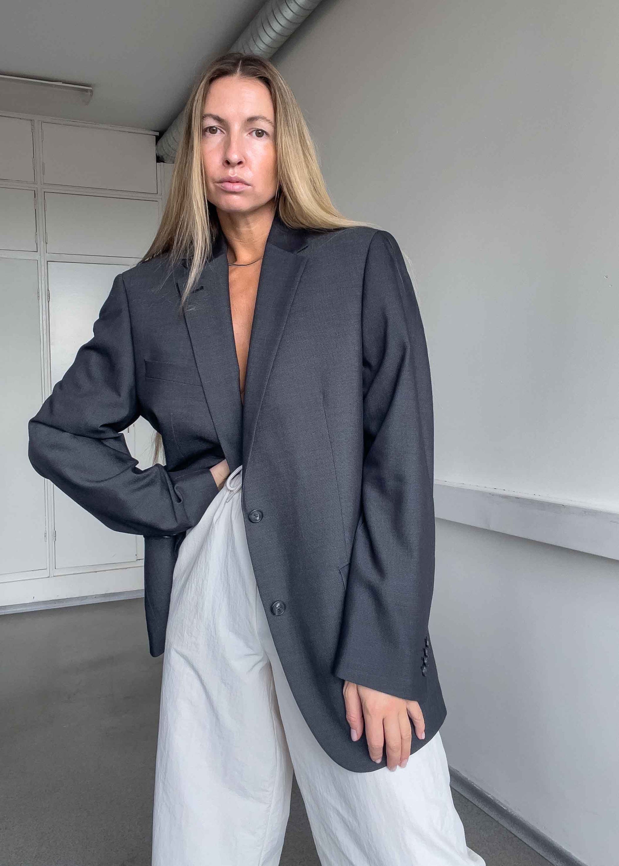 Vintage Grey Oversized Blazer