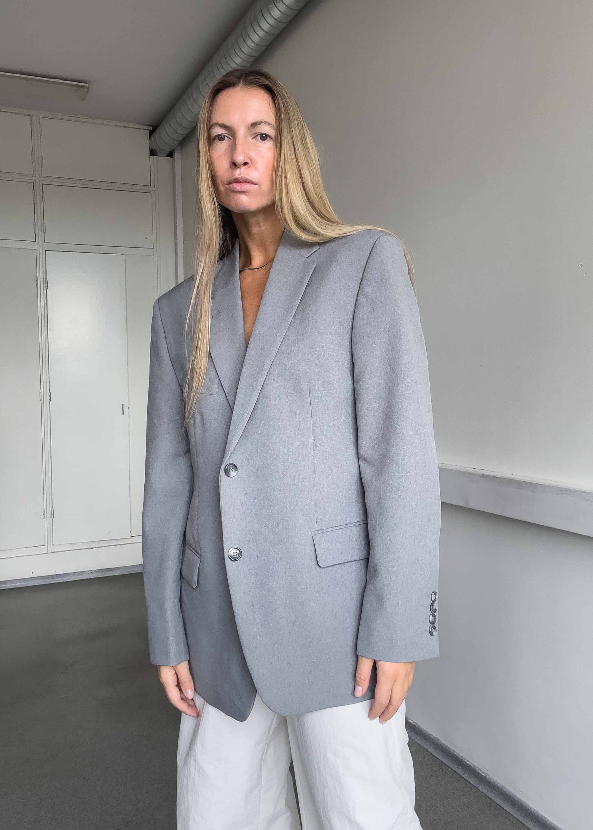 Vintage Light Grey Oversized Blazer