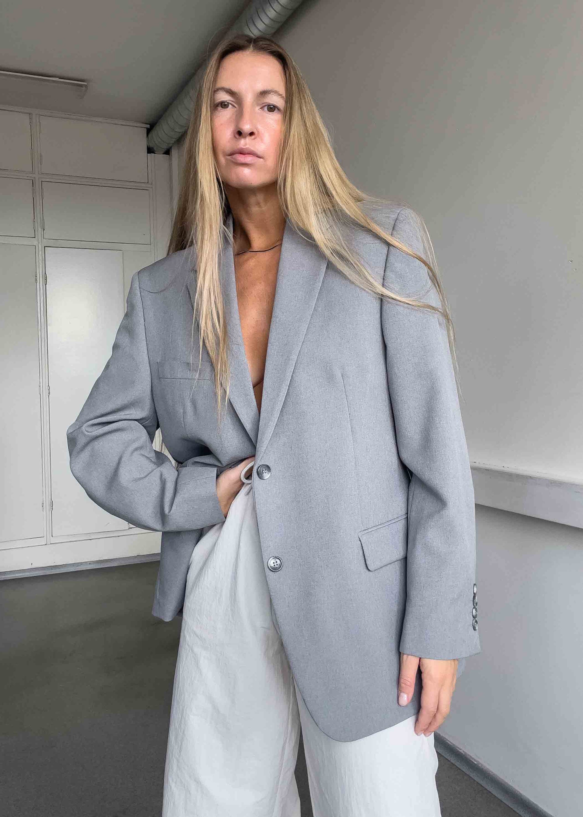 Vintage Light Grey Oversized Blazer