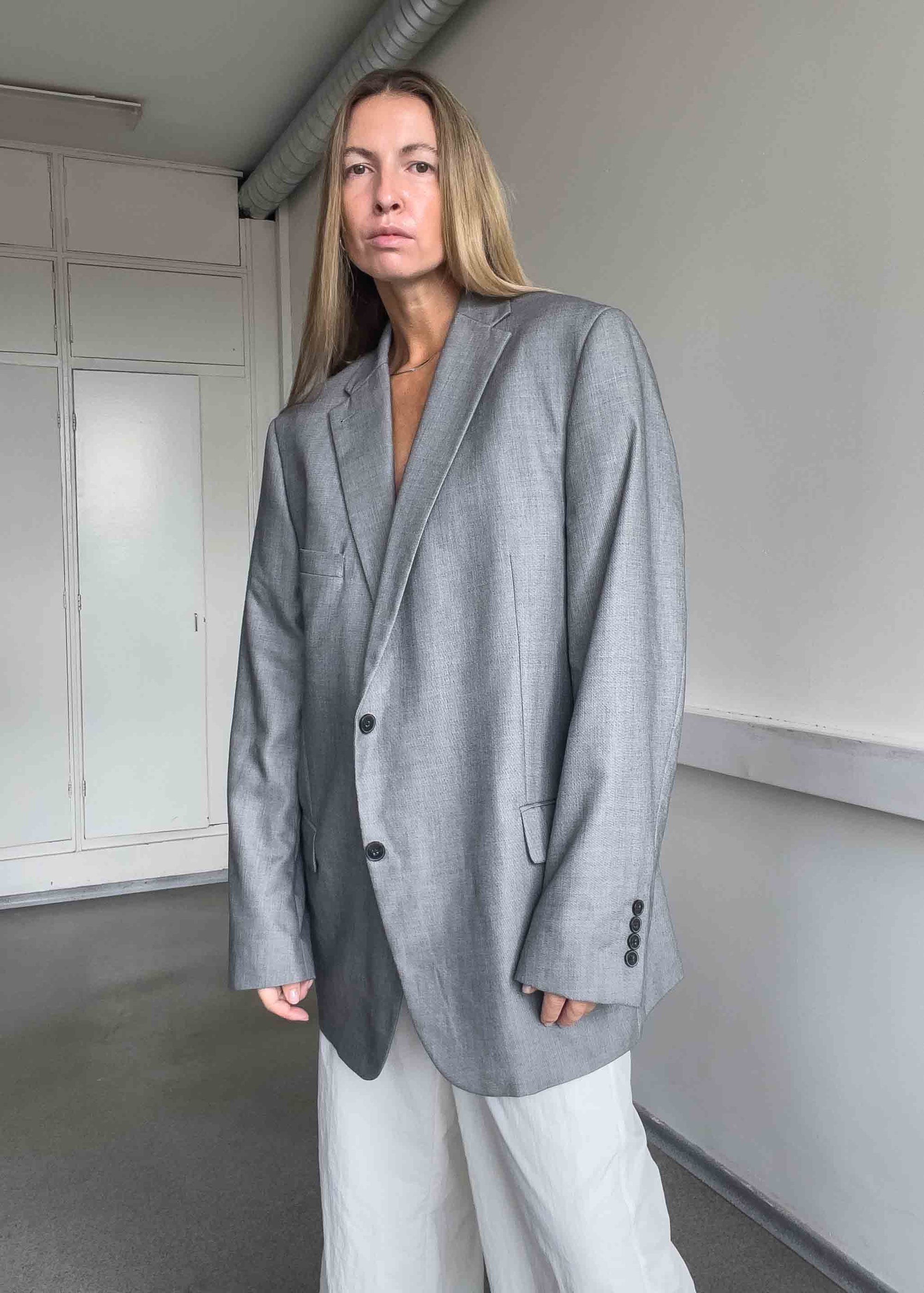 Vintage Light Grey Oversized Blazer