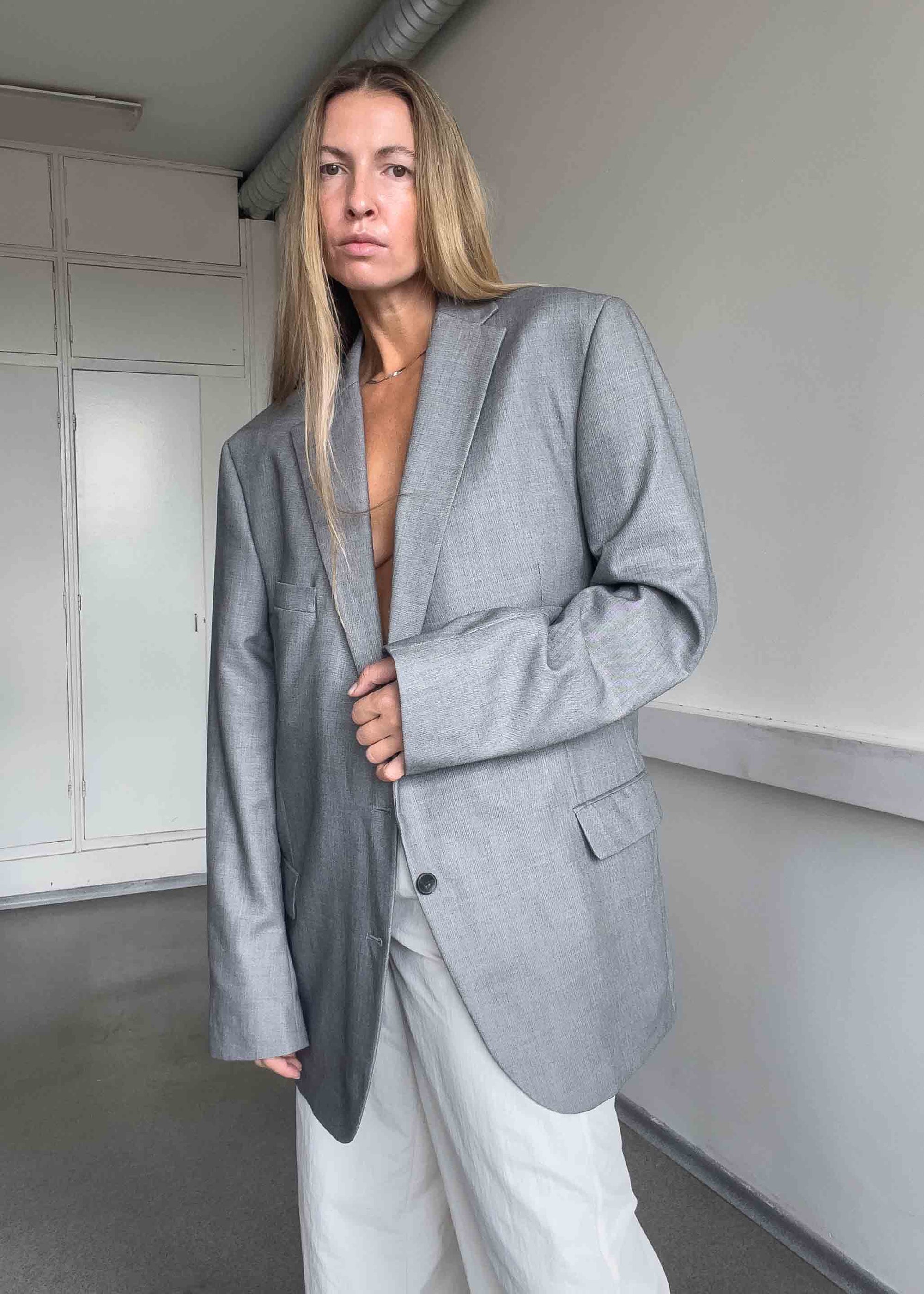 Vintage Light Grey Oversized Blazer