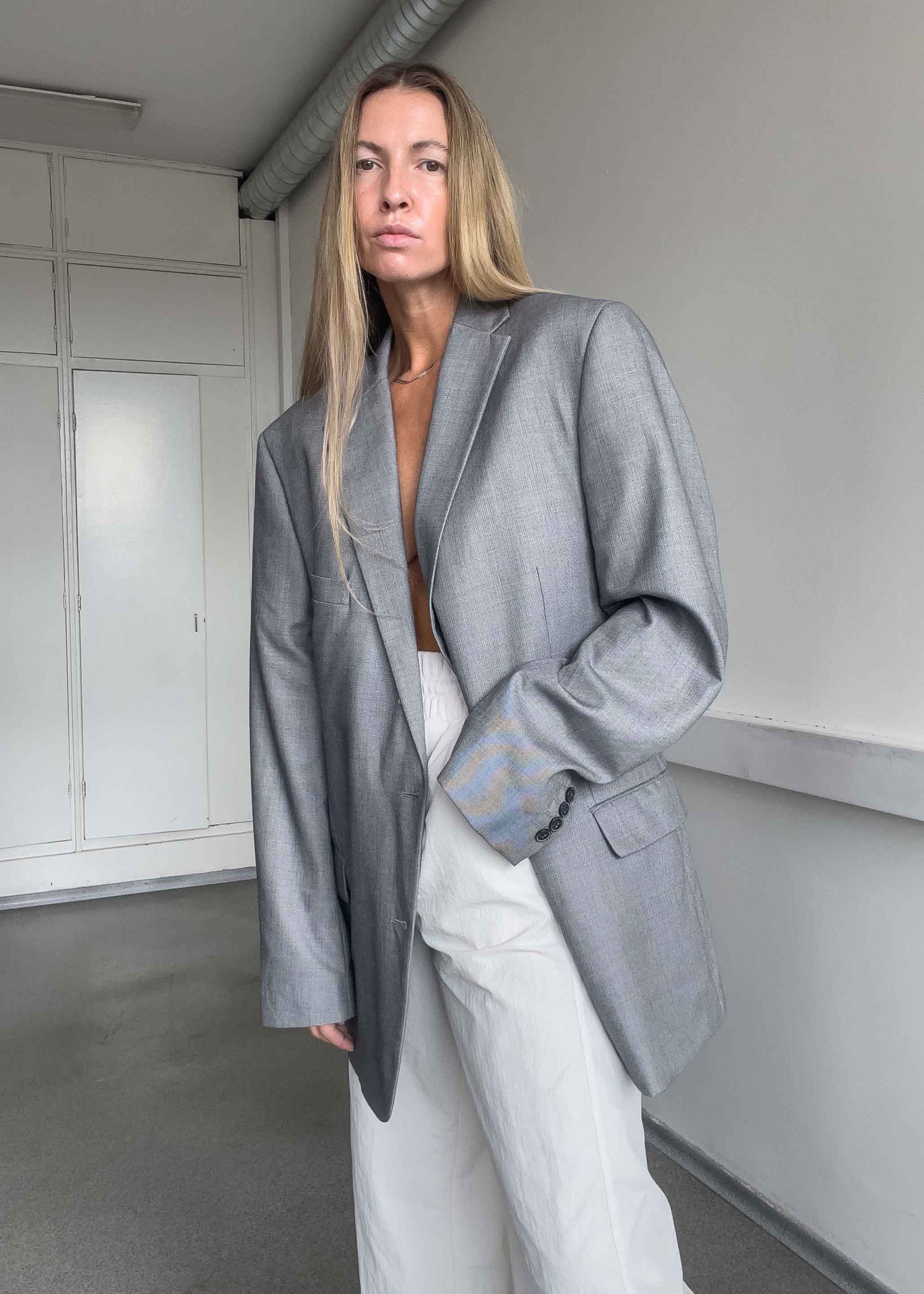 Vintage Light Grey Oversized Blazer