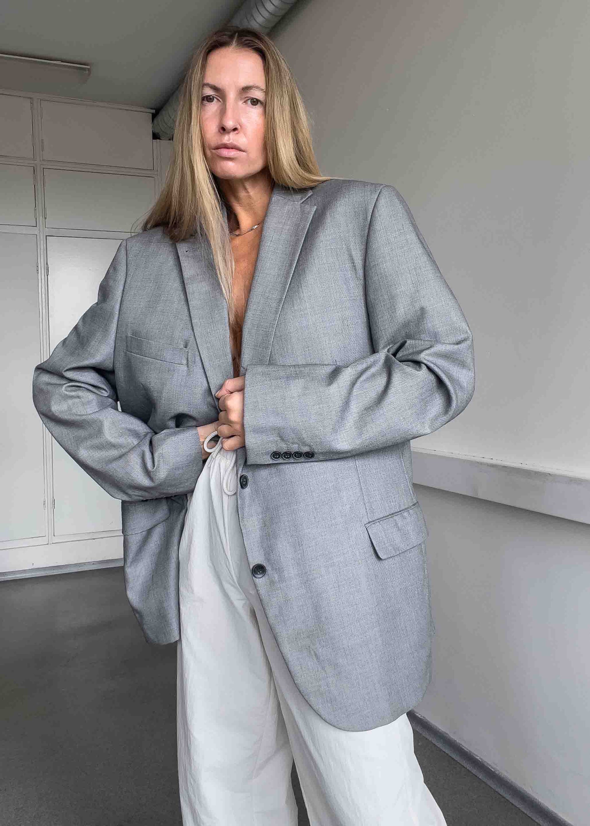 Vintage Light Grey Oversized Blazer