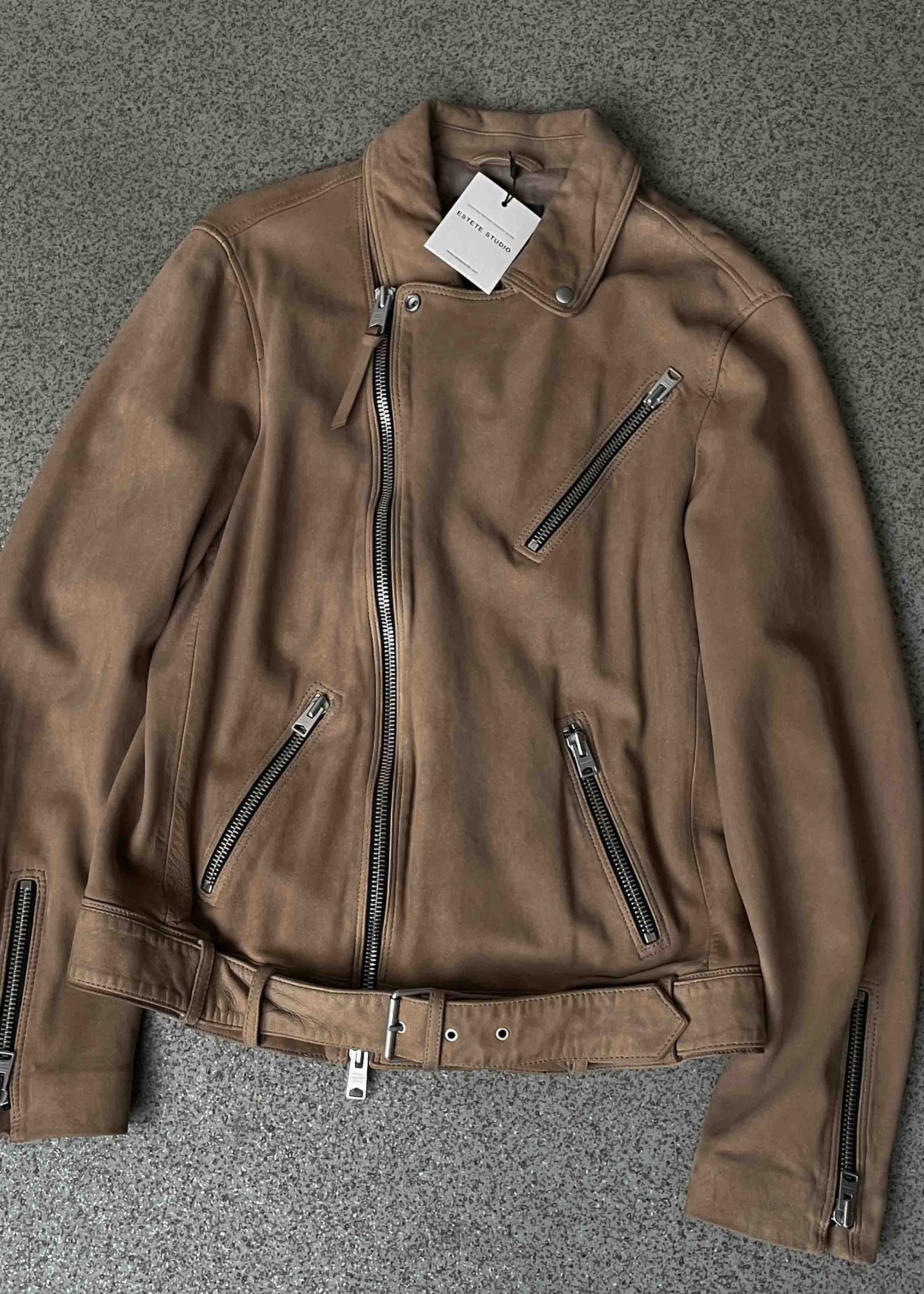ALL SAINTS Vintage Brown Oversized Suede Jacket
