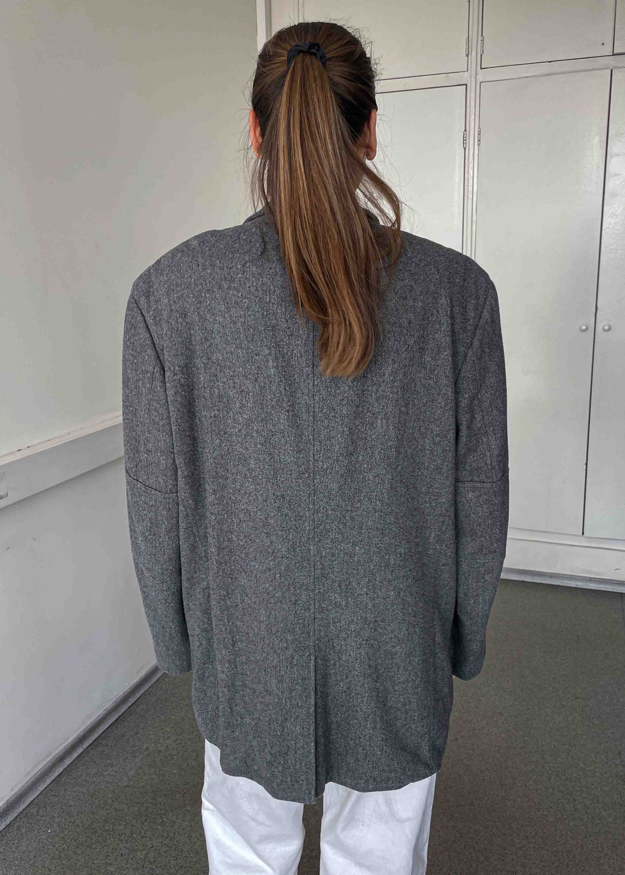 Vintage Grey Oversized Brushed Wool Blazer