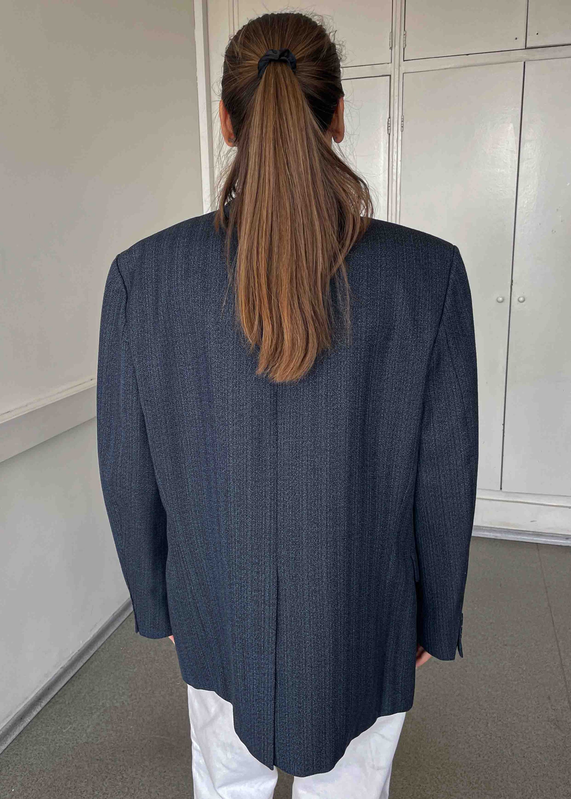 Vintage Blue Patterned Oversized Blazer