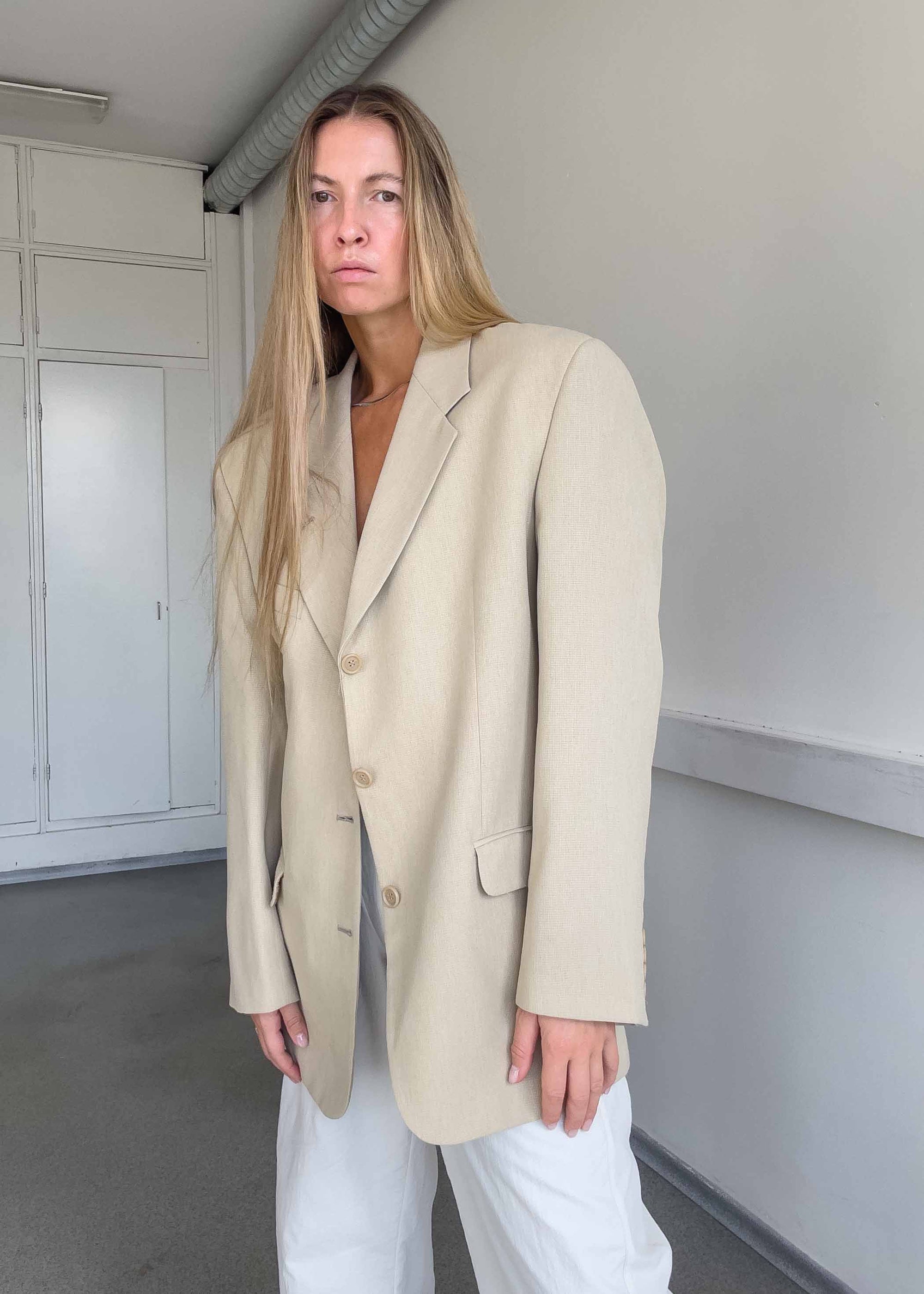 Vintage Beige Oversized Blazer
