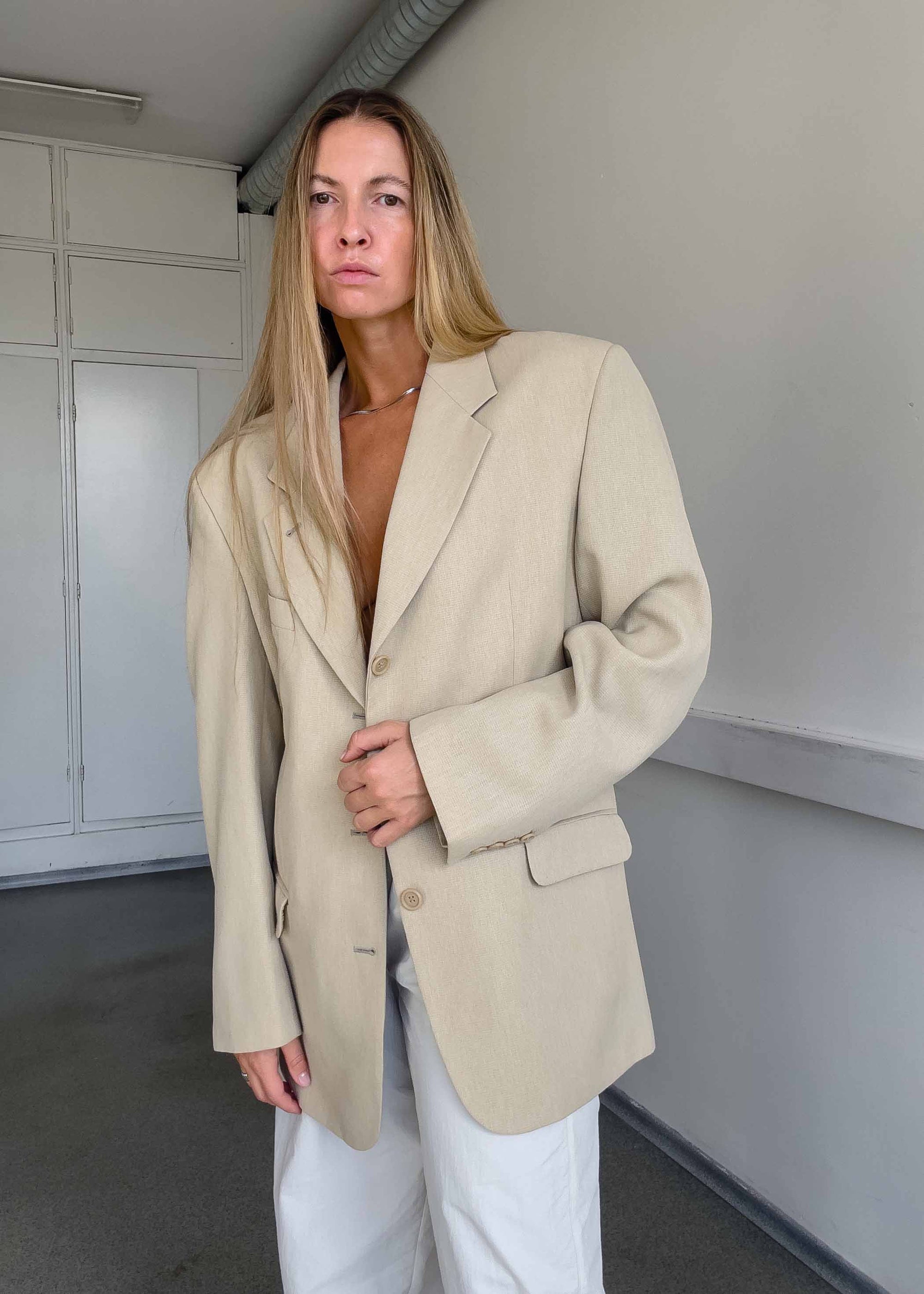 Vintage Beige Oversized Blazer