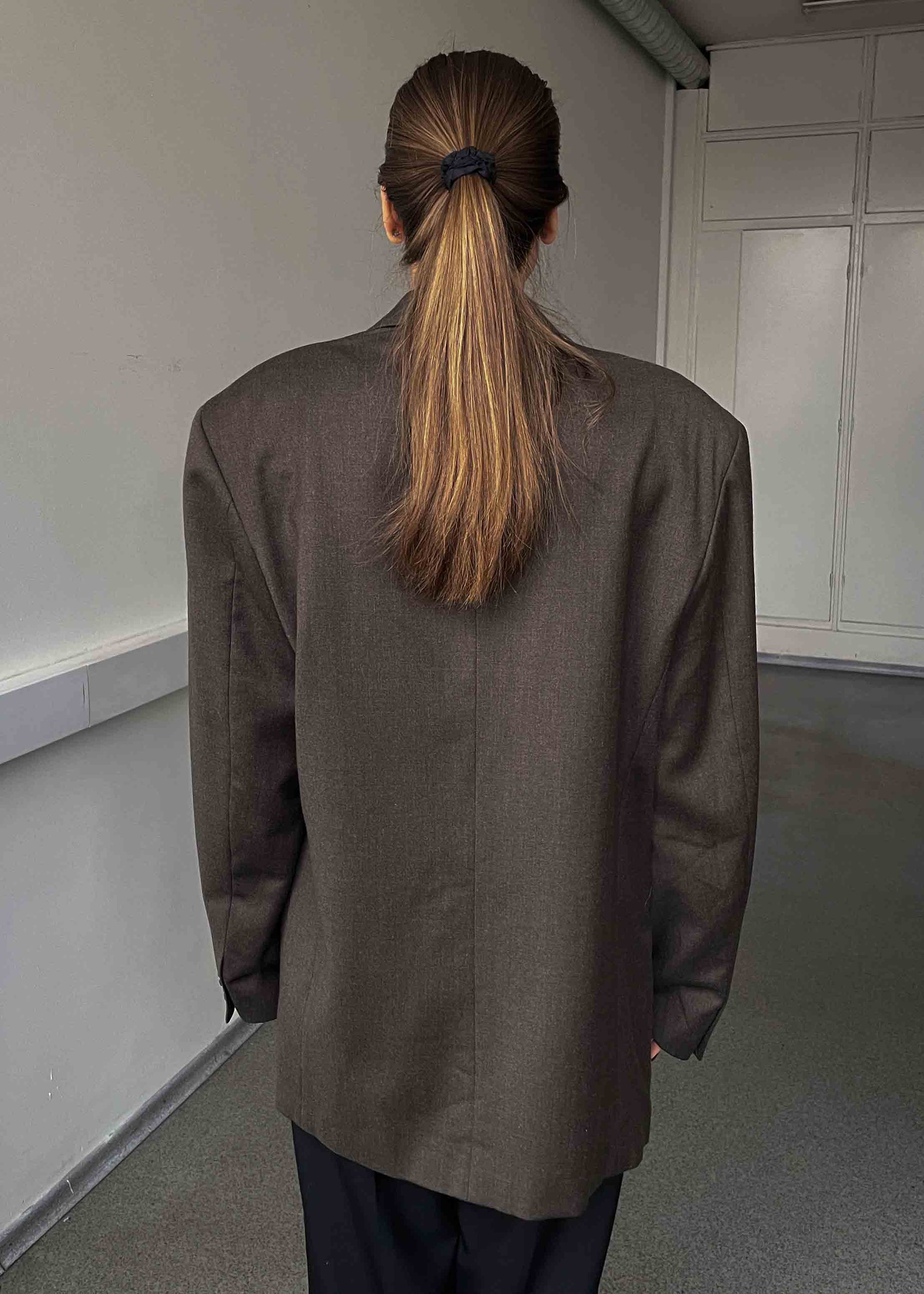 Vintage Khaki Brown Oversized 100% WOOL Blazer