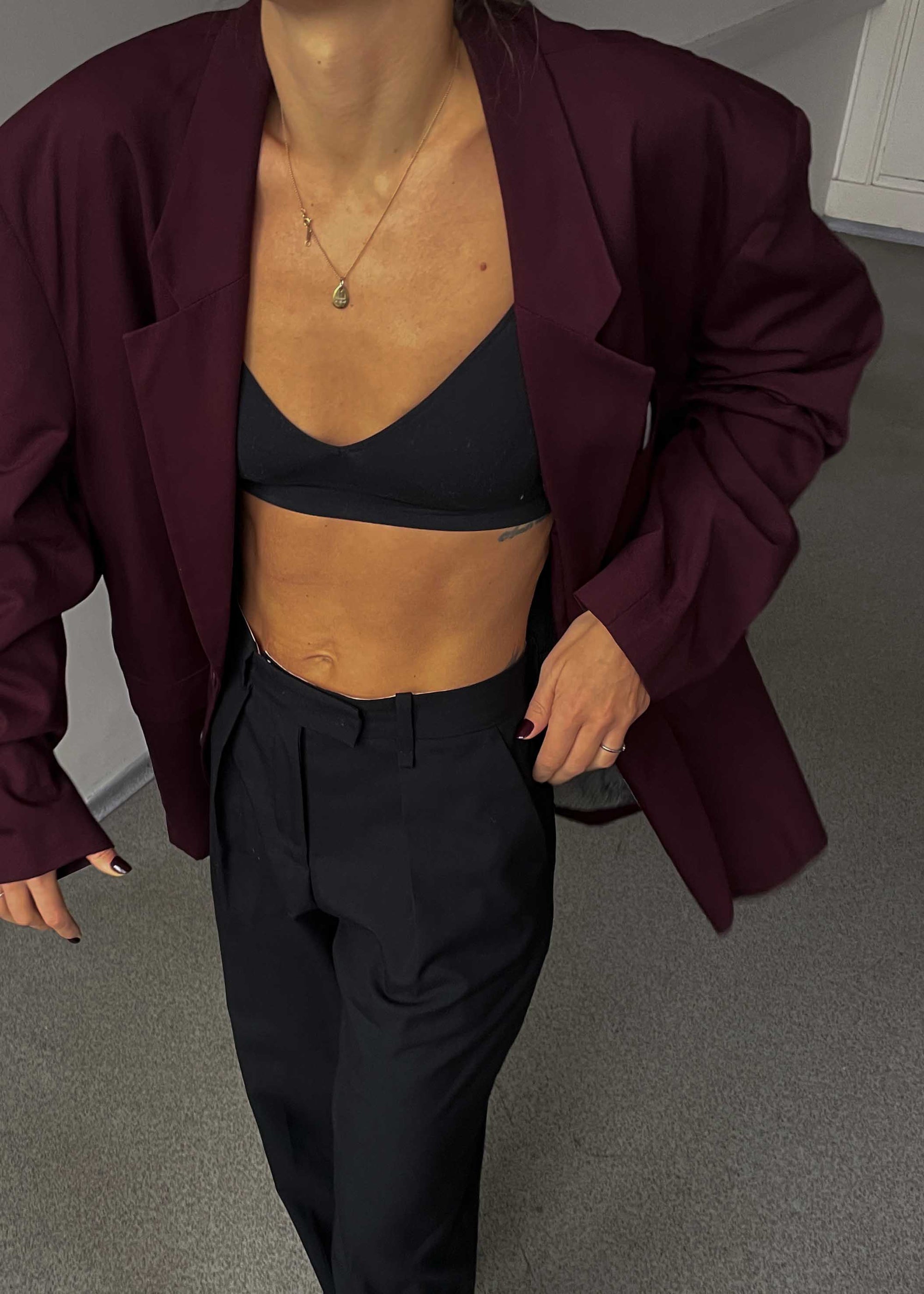 Vintage Burgundy Super Oversized Blazer