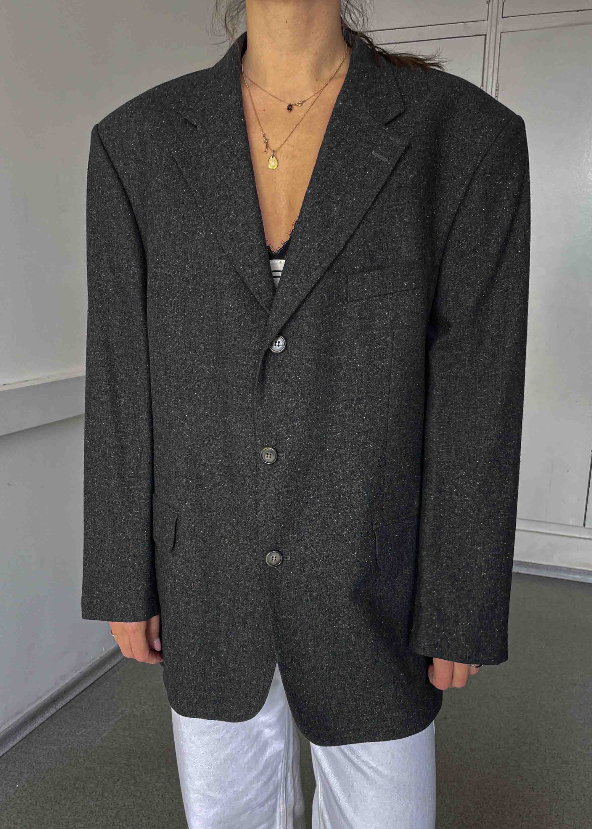 Vintage Grey/Green Patterned Oversized Blazer