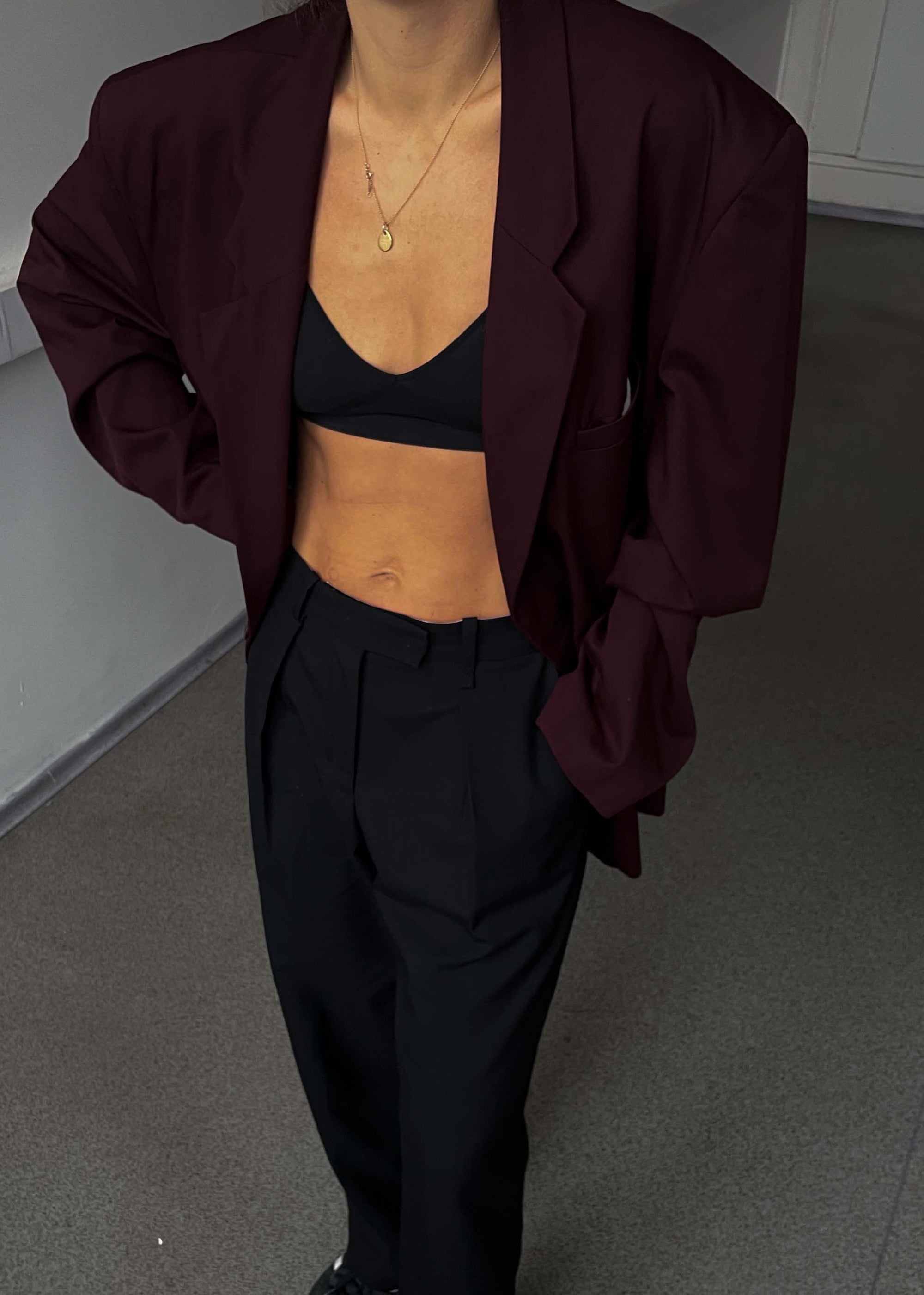 Vintage Burgundy Super Oversized Blazer