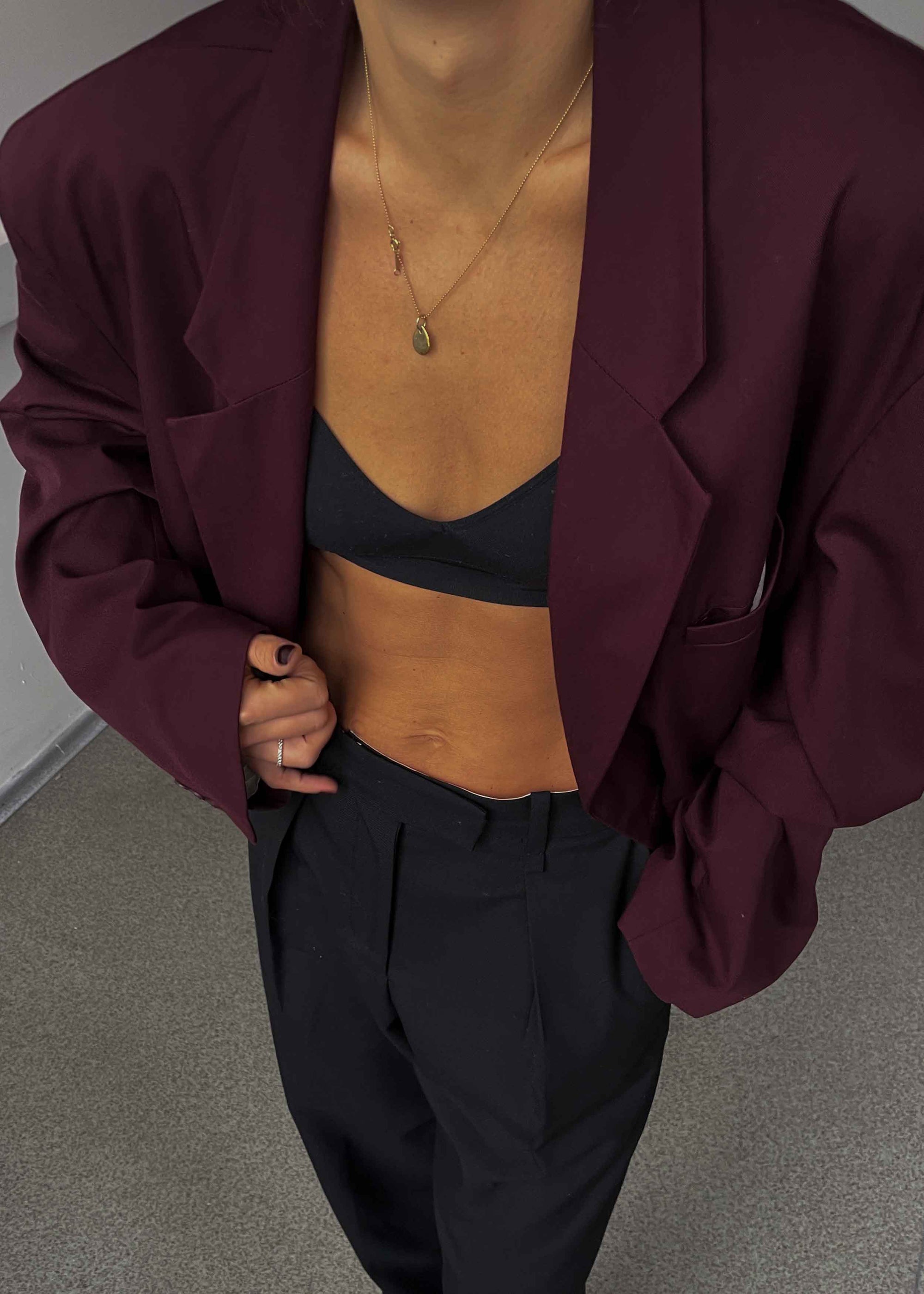 Vintage Burgundy Super Oversized Blazer