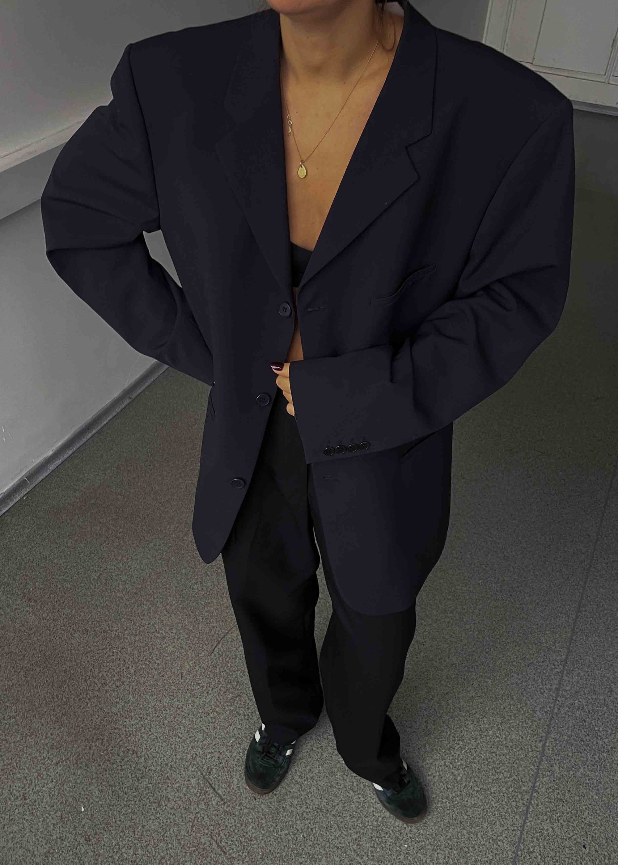 Vintage Navy Blue Oversized Blazer