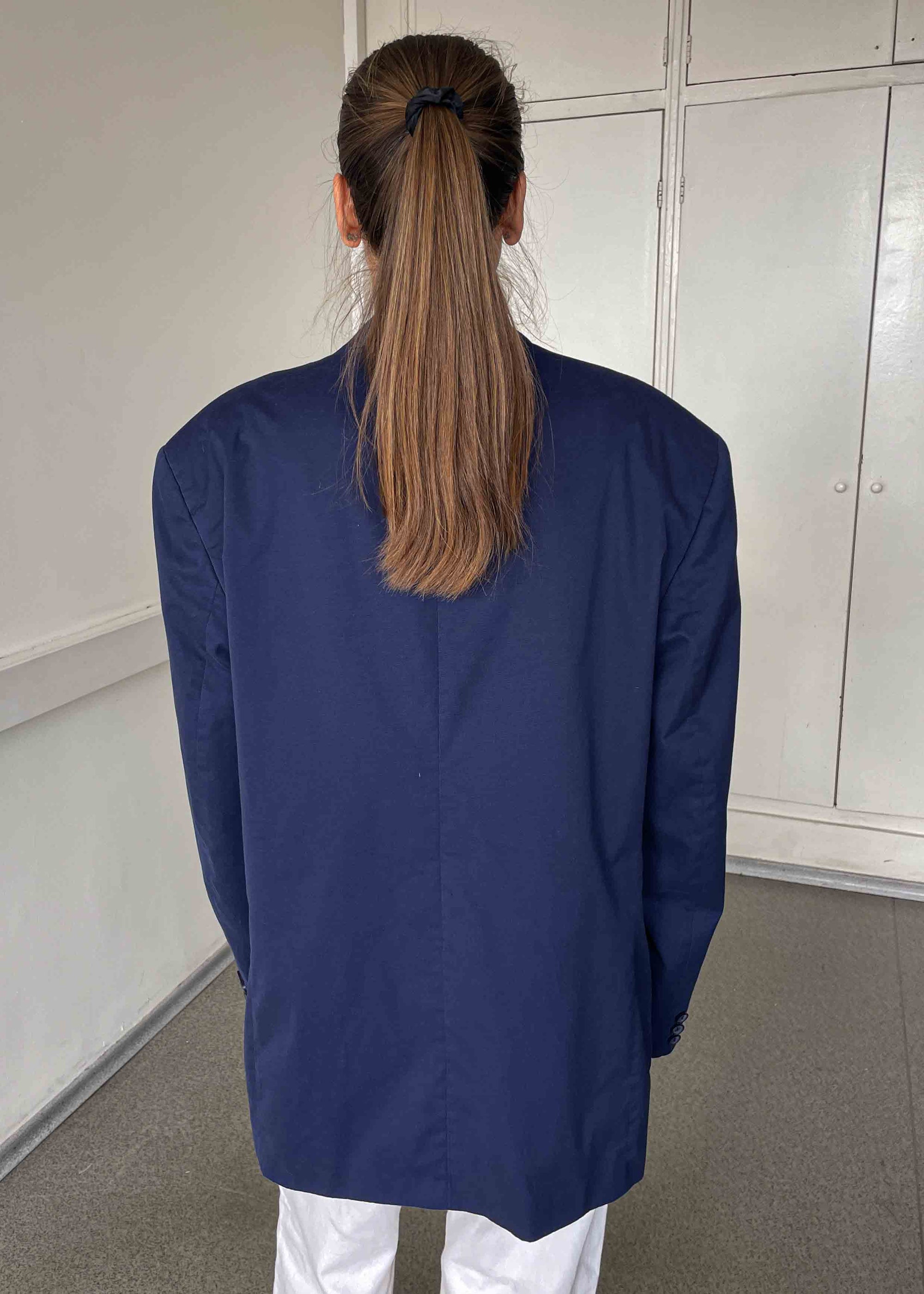 Vintage Blue Oversized Cotton Feel Blazer