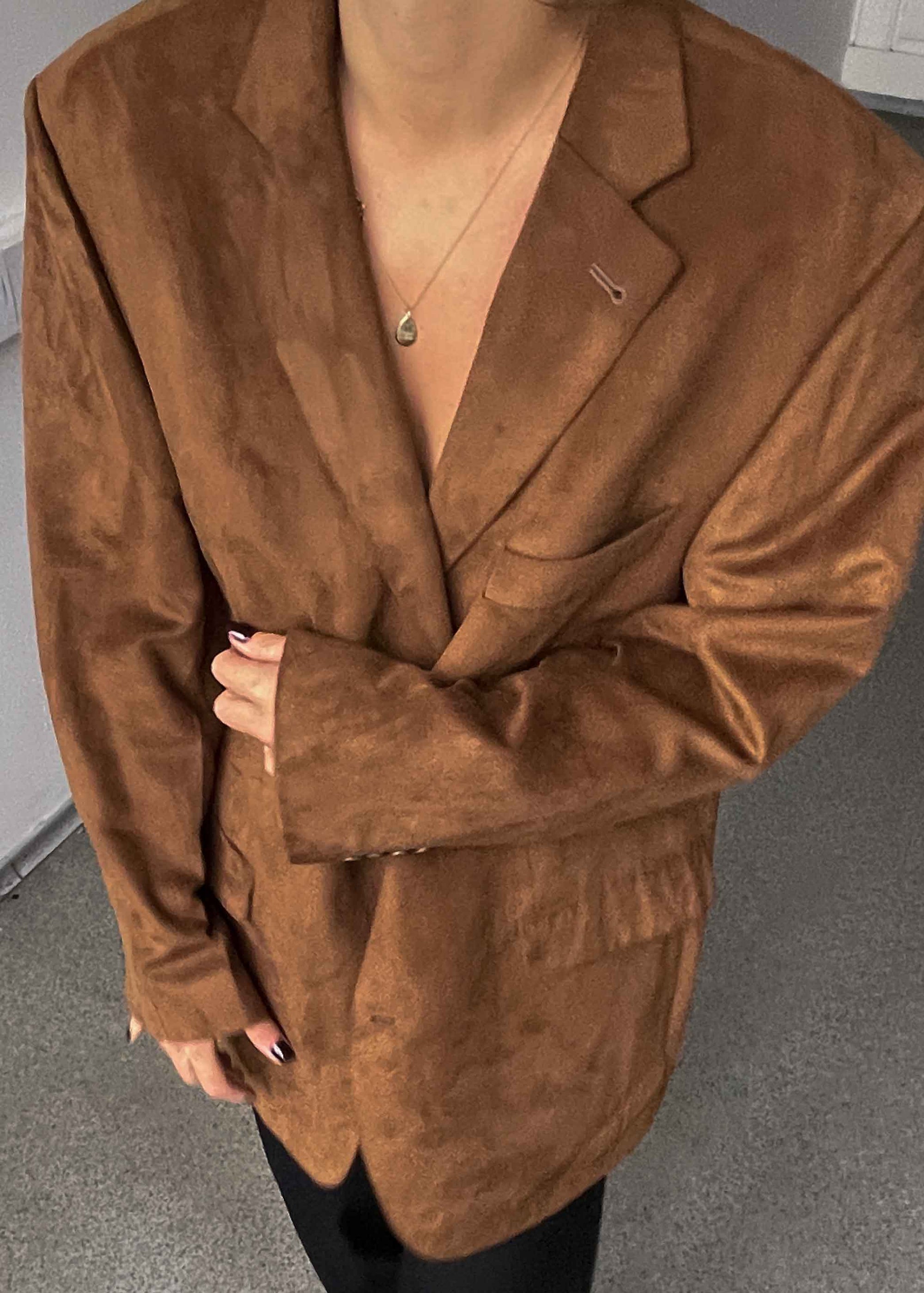 Vintage Brown Oversized Velvet Blazer