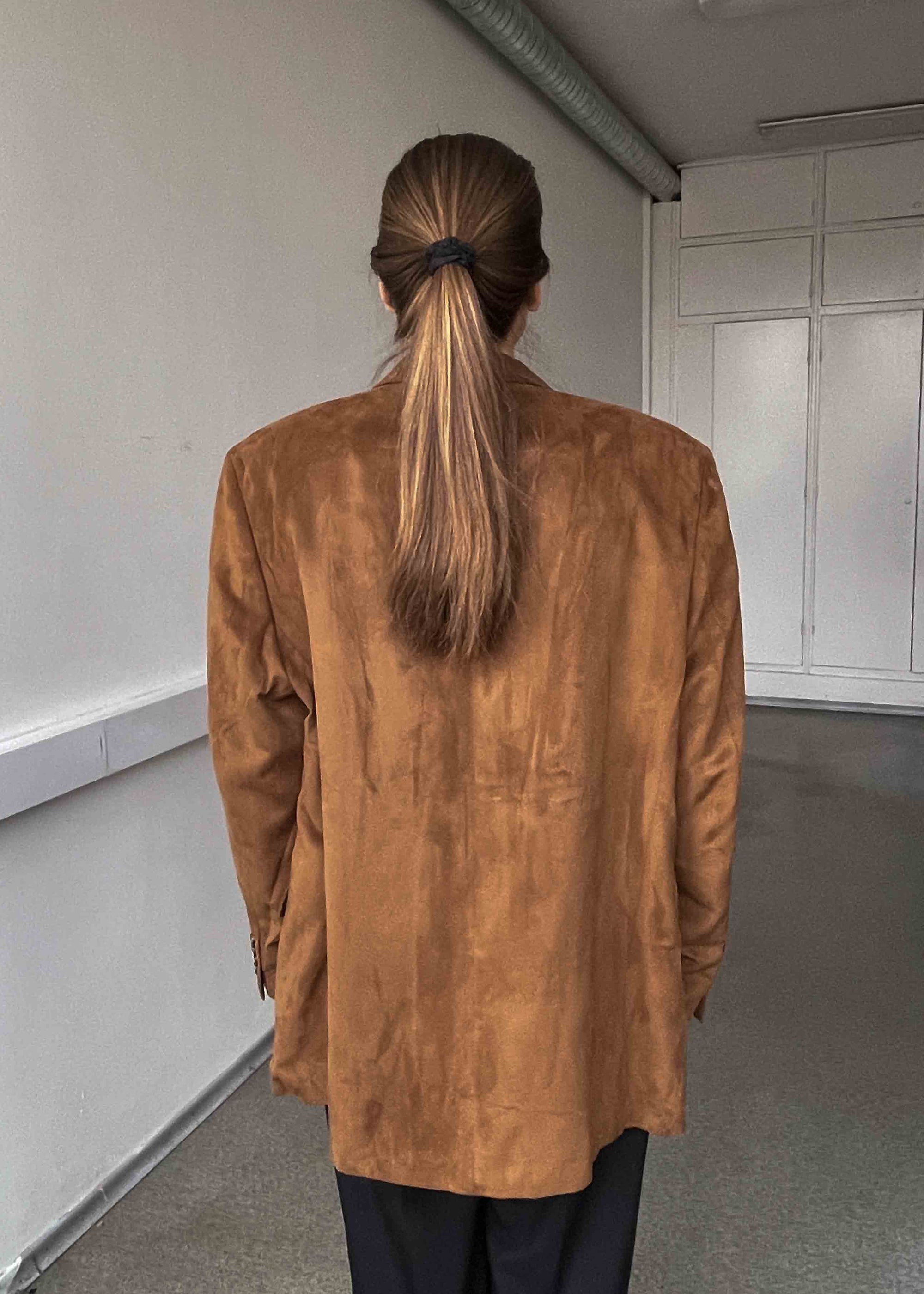 Vintage Brown Oversized Velvet Blazer