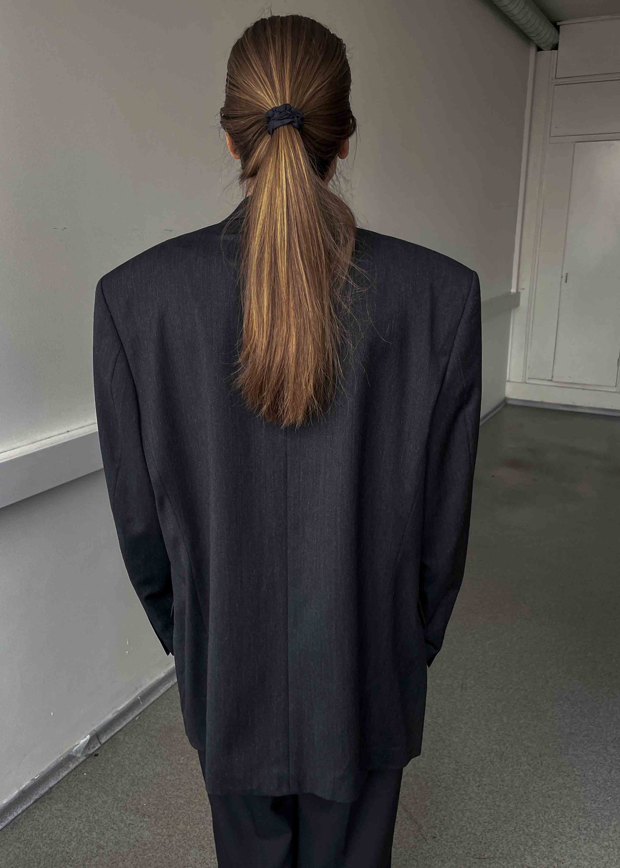 Vintage Dark Grey Oversized Double Breasted 100% WOOL Blazer